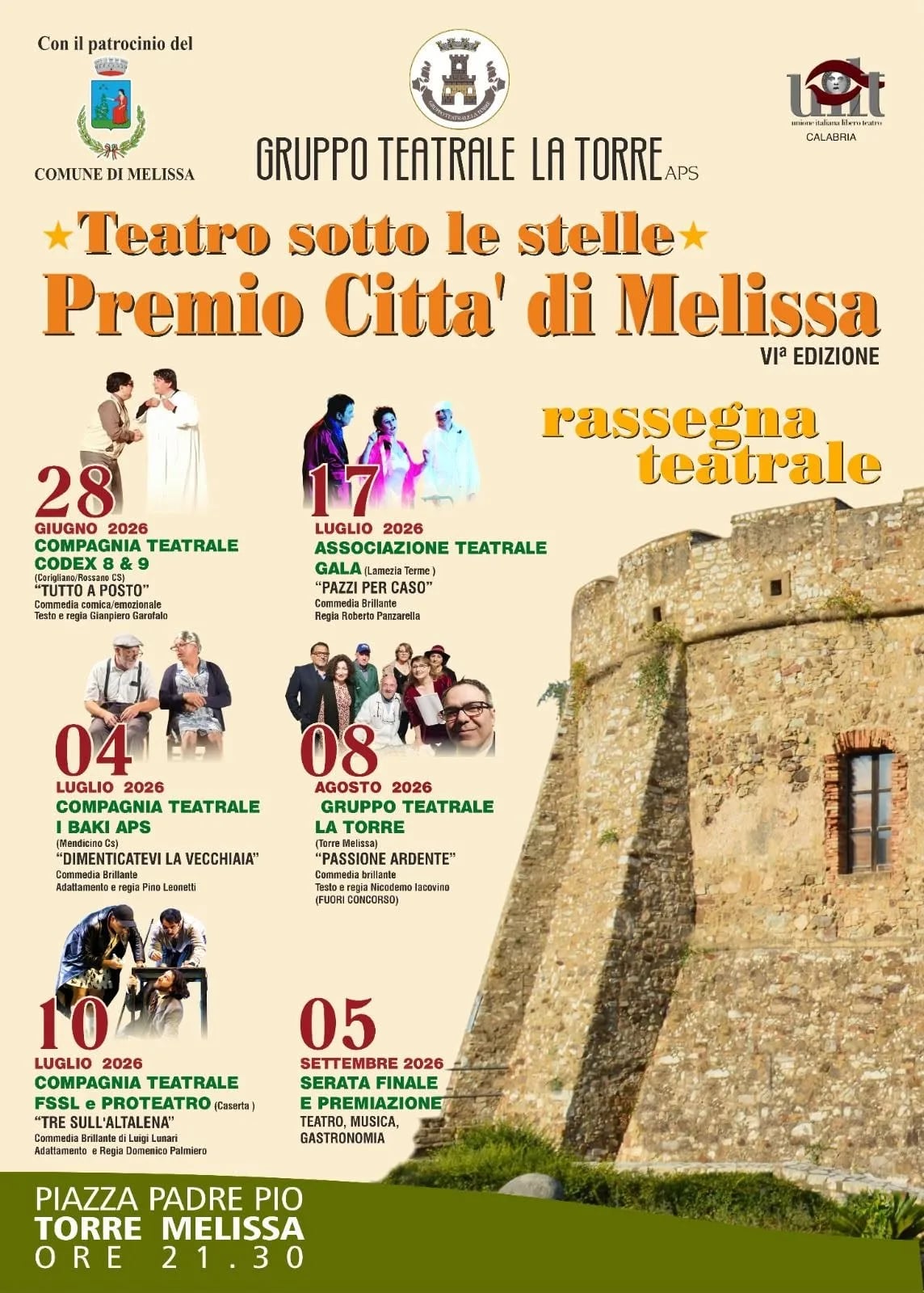 Locandina calendario eventi estate 2026 a Melissa (Crotone)