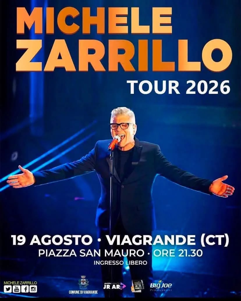 Locandina Michele Zarrillo Tour 2026 a Viagrande (Catania)