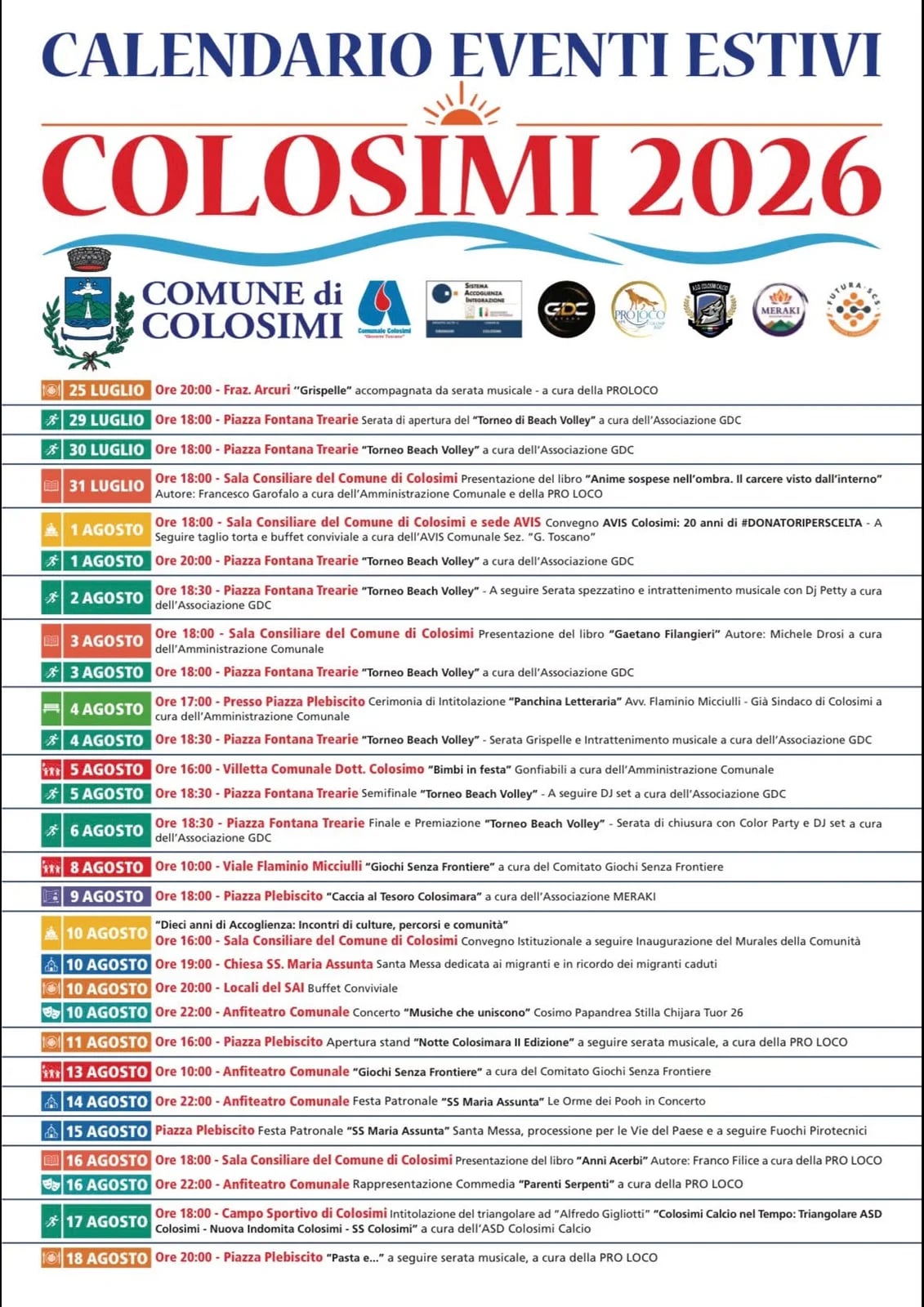 Locandina Pasta e... con serata musicale 2026 a Colosimi (Cosenza)
