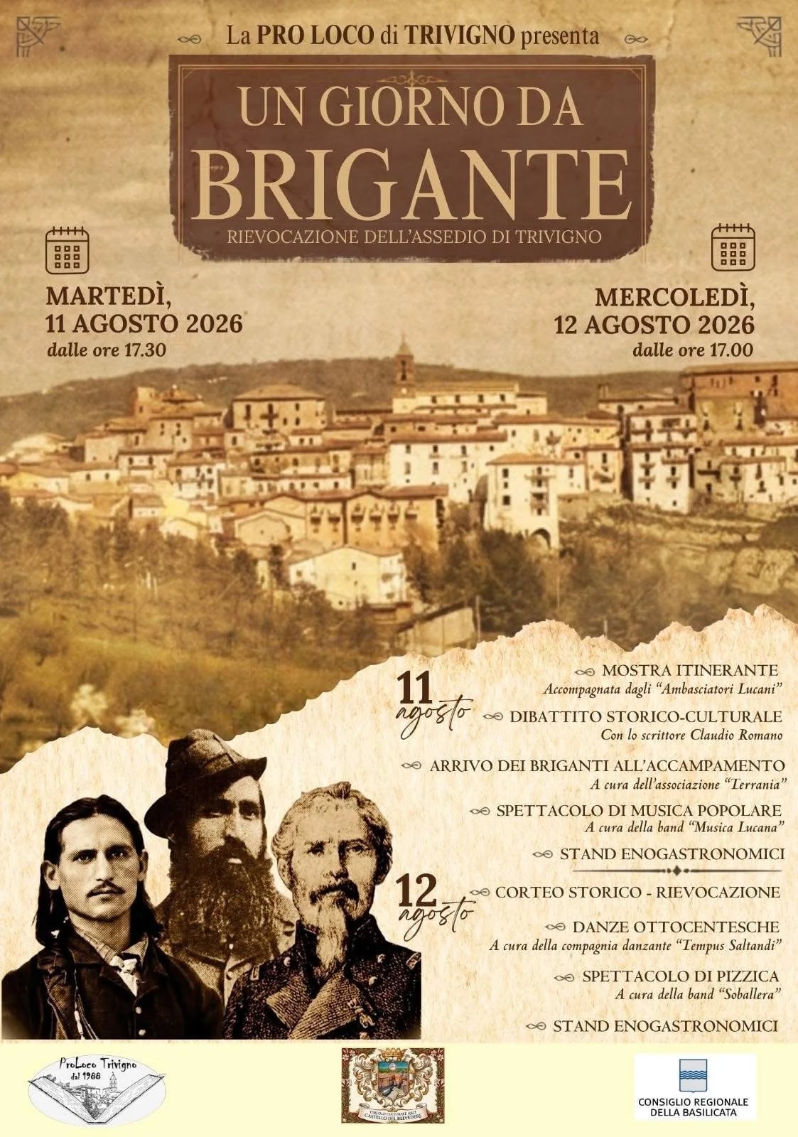 Locandina Un Giorno da Brigante 2026 - Rievocazione Assedio di Trivign a Trivigno (Potenza)
