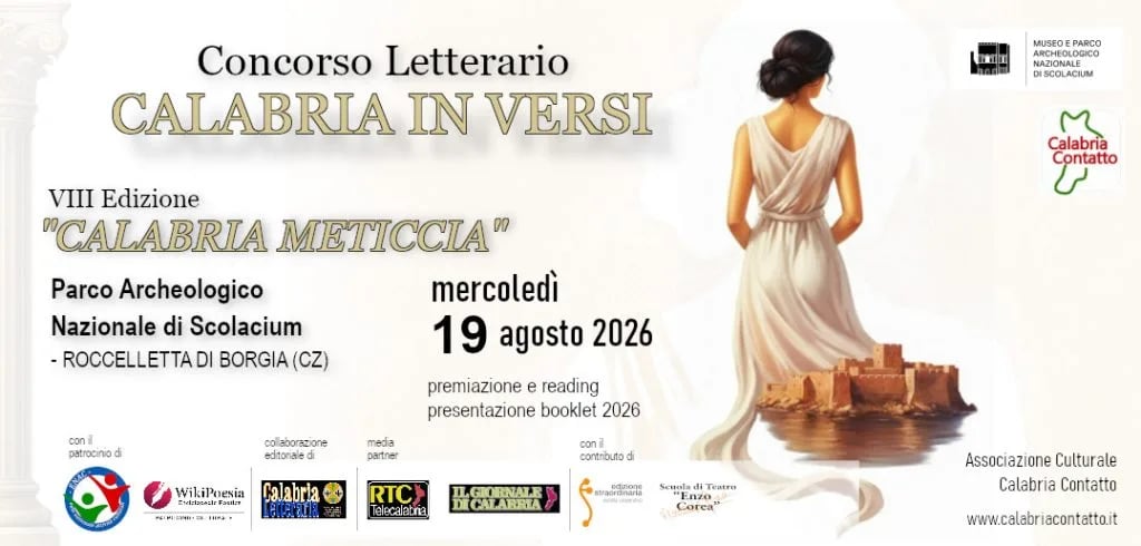 Locandina VIII Edizione Concorso Letterario Calabria in Versi 2026 a Borgia (Catanzaro)