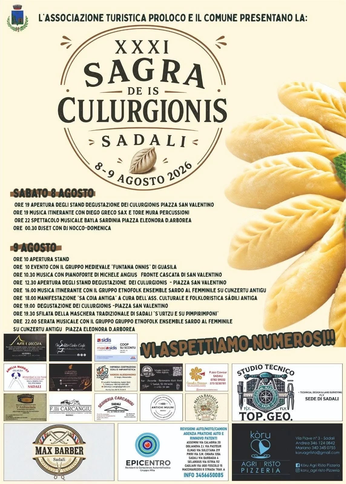 Locandina XXXI Sagra de Is Culurgionis Sadali 2026 a Sadali (Sud sardegna)
