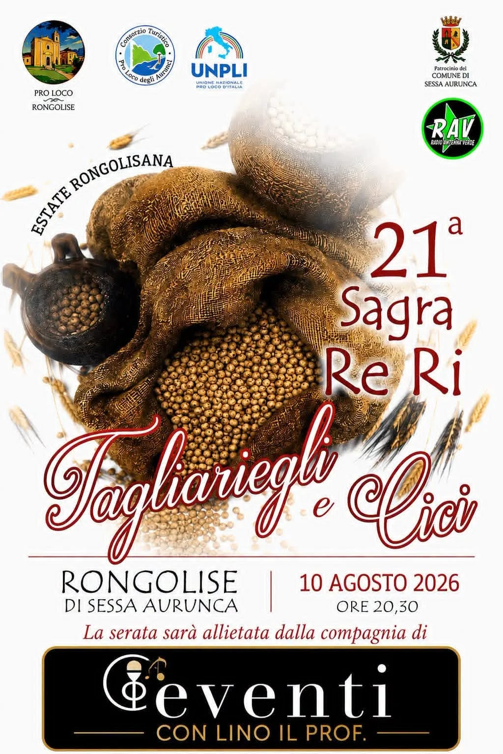 Locandina 21ª Sagra Re Ri Tagliariegli e Cicì 2026 a Sessa Aurunca (Caserta)