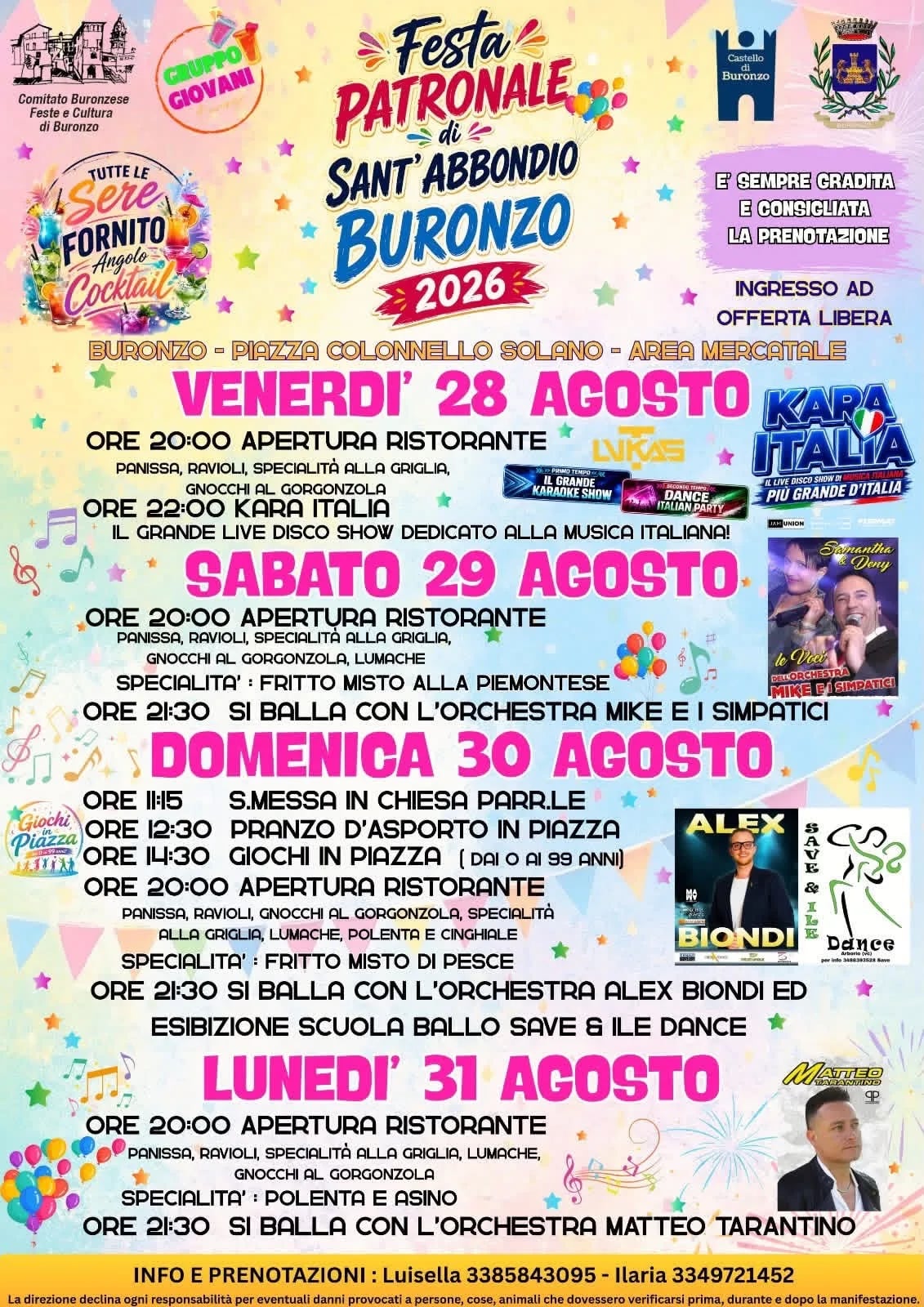 Locandina Apertura ristorante — Sant'Abbondio 2026 a Buronzo (Vercelli)