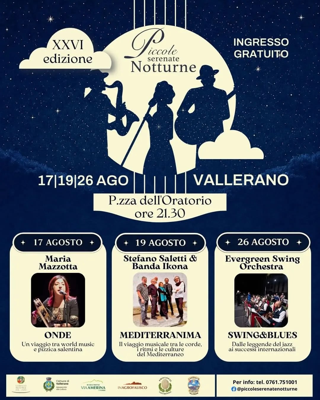 Locandina XXVI edizione Piccole Serenate Notturne 2026 a Vallerano (Viterbo)