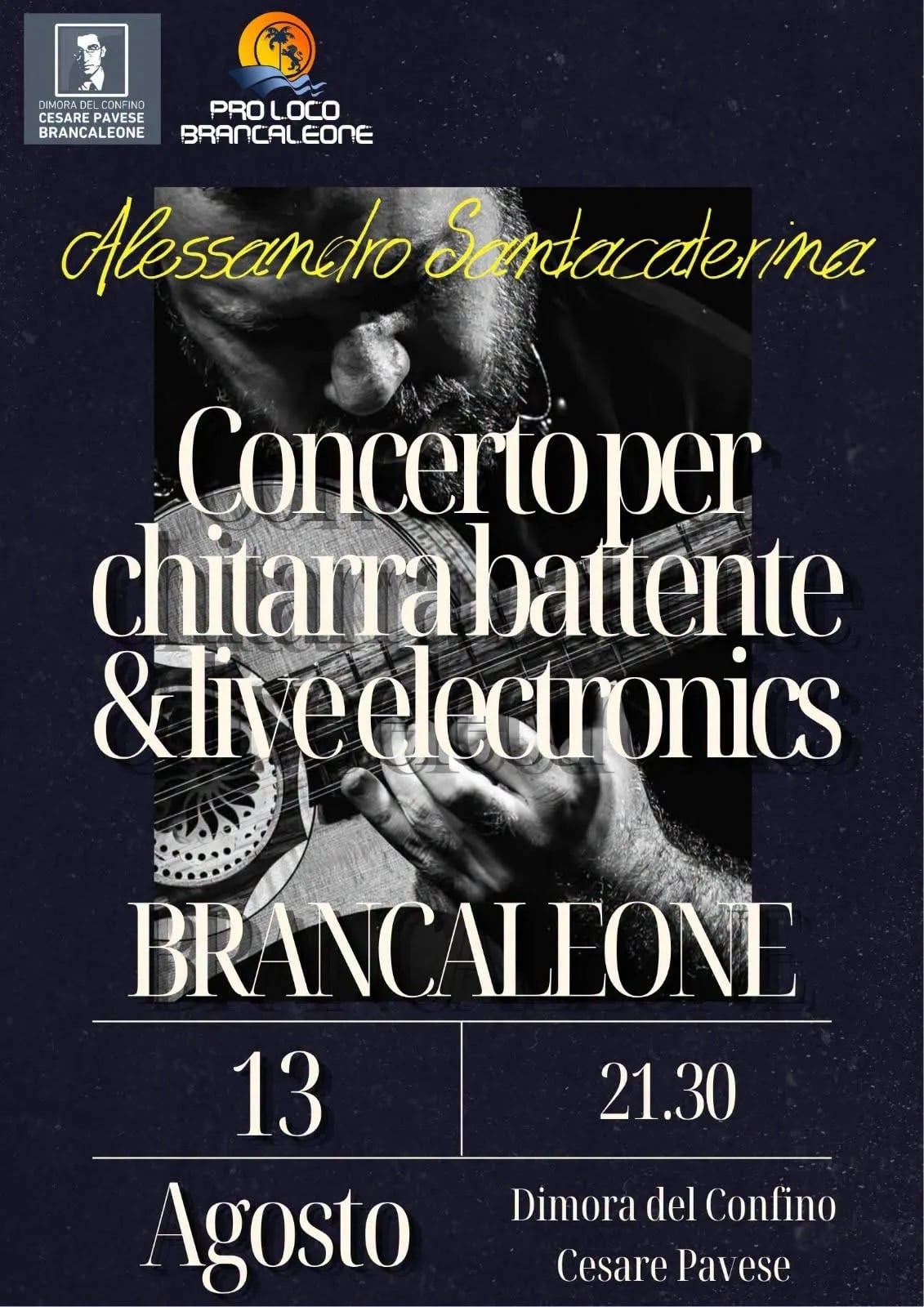 Locandina Concerto per chitarra battente & live electronics 2026 a Brancaleone (Reggio Calabria)