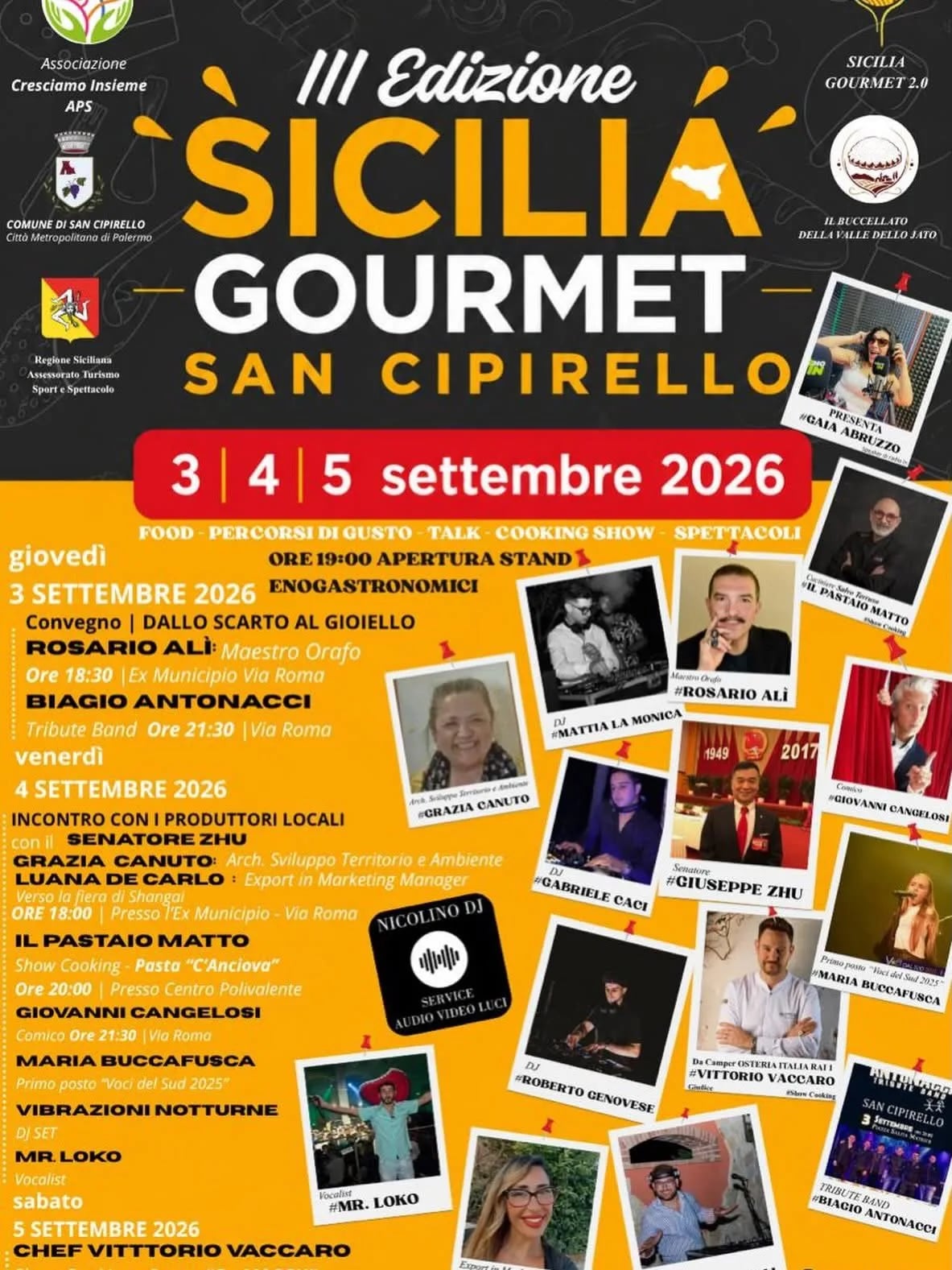 Locandina calendario eventi settembre 2026 a San Cipirello (Palermo)