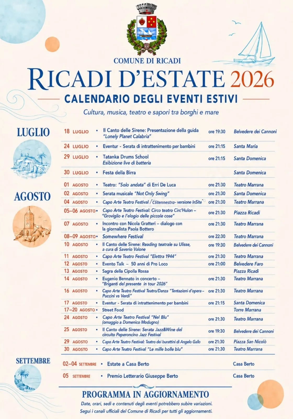Locandina Eventur: intrattenimento per bambini 2026 a Ricadi (Vibo valentia)