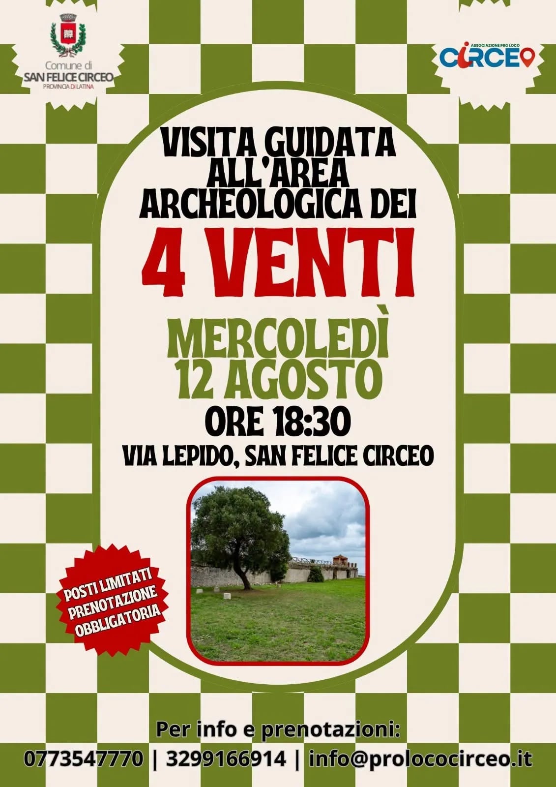 Locandina Visita Guidata all'Area Archeologica dei 4 Venti 2026 a San Felice Circeo (Latina)