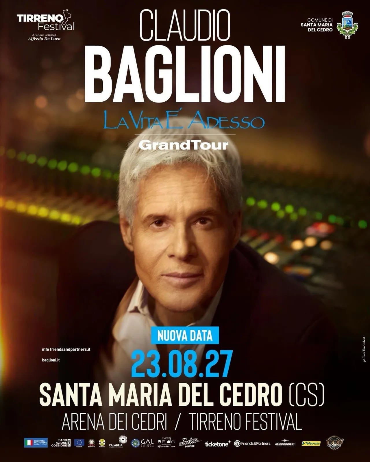 Locandina Claudio Baglioni La Vita È Adesso GrandTour 2027 a Santa Maria del Cedro (Cosenza)