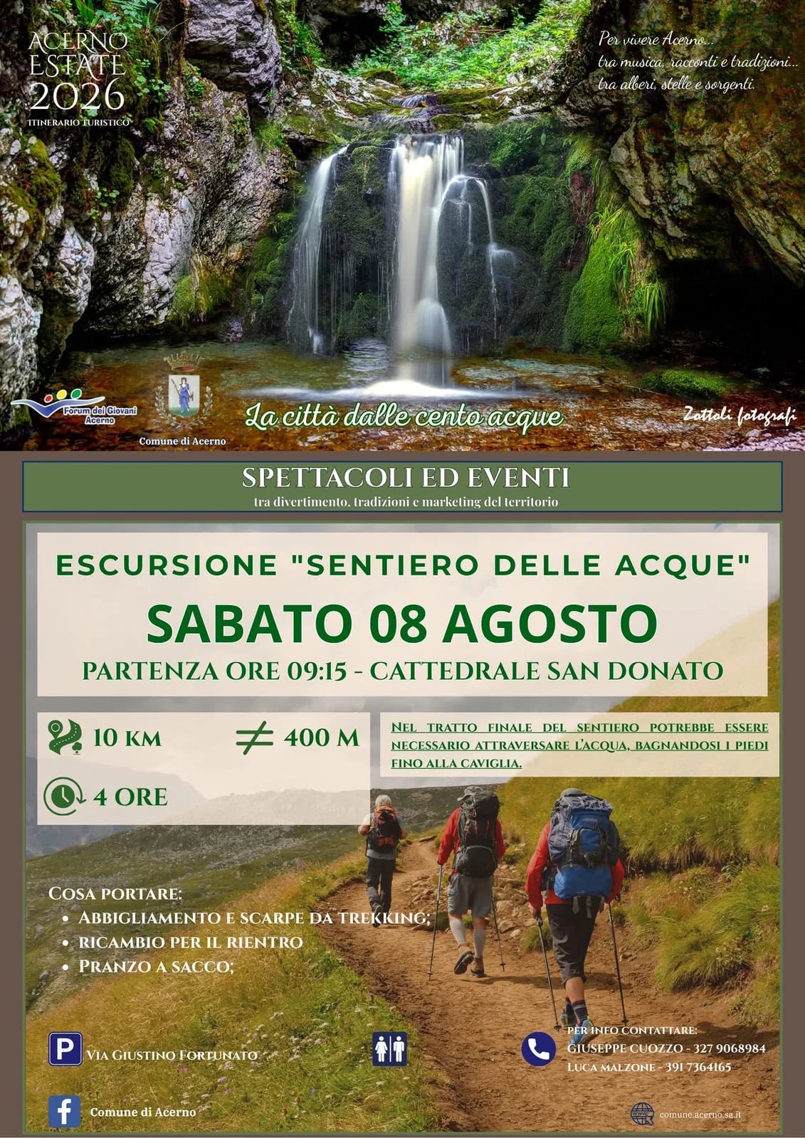 Locandina Escursione Sentiero delle Acque 2026 a Acerno (Salerno)