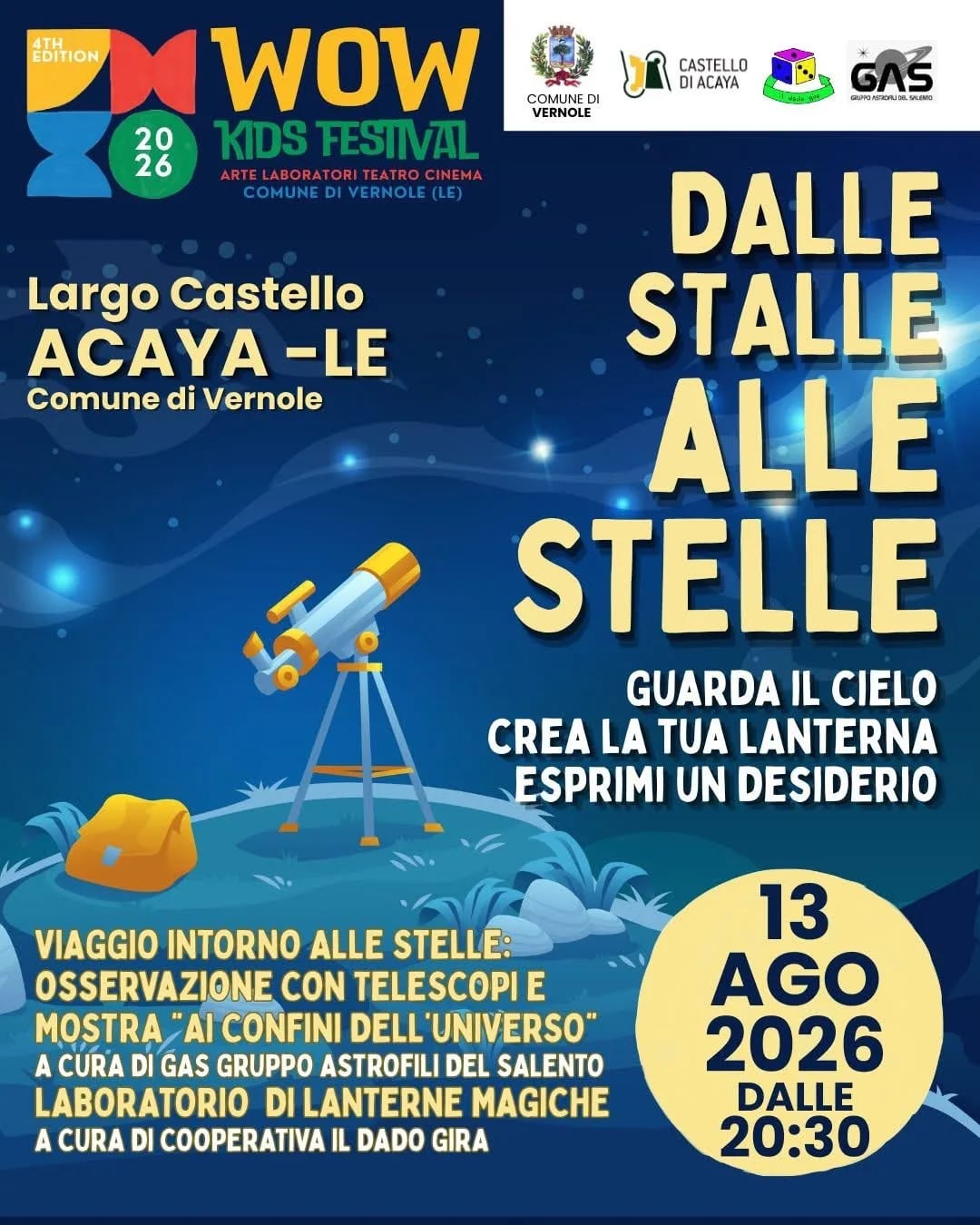 Locandina 4ª Edizione WOW Kids Festival 2026 a Vernole (Lecce)