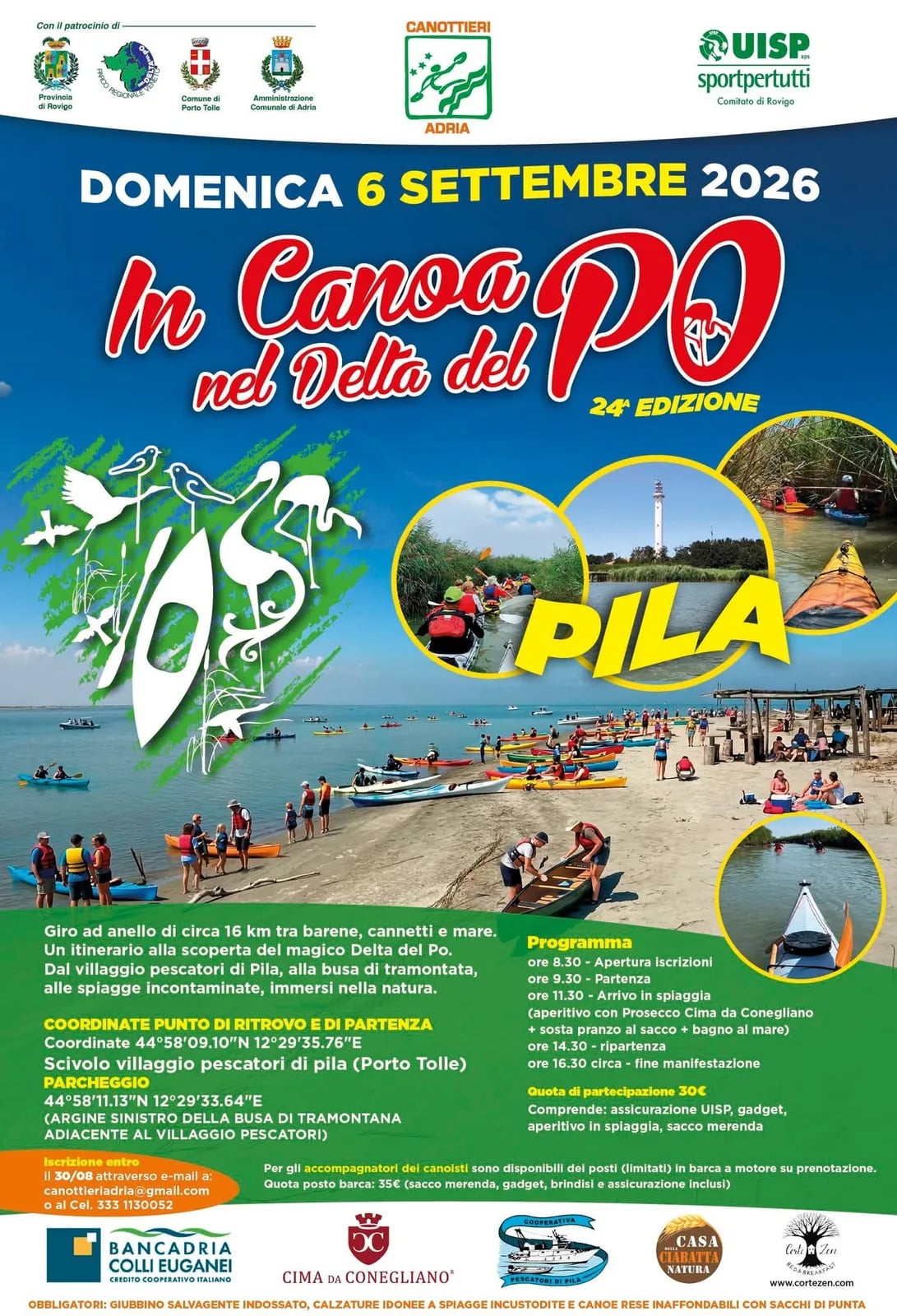 Locandina 24ª In Canoa nel Delta del Po 2026 a Porto Tolle (Rovigo)