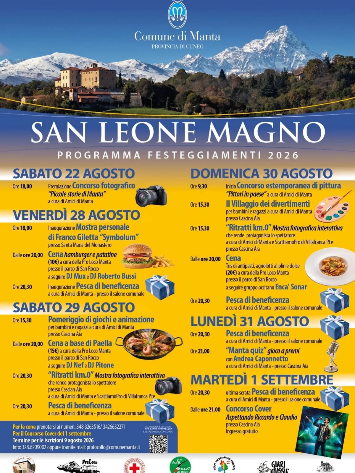 Locandina Cena hamburger e patatine 2026 a Manta (Cuneo)