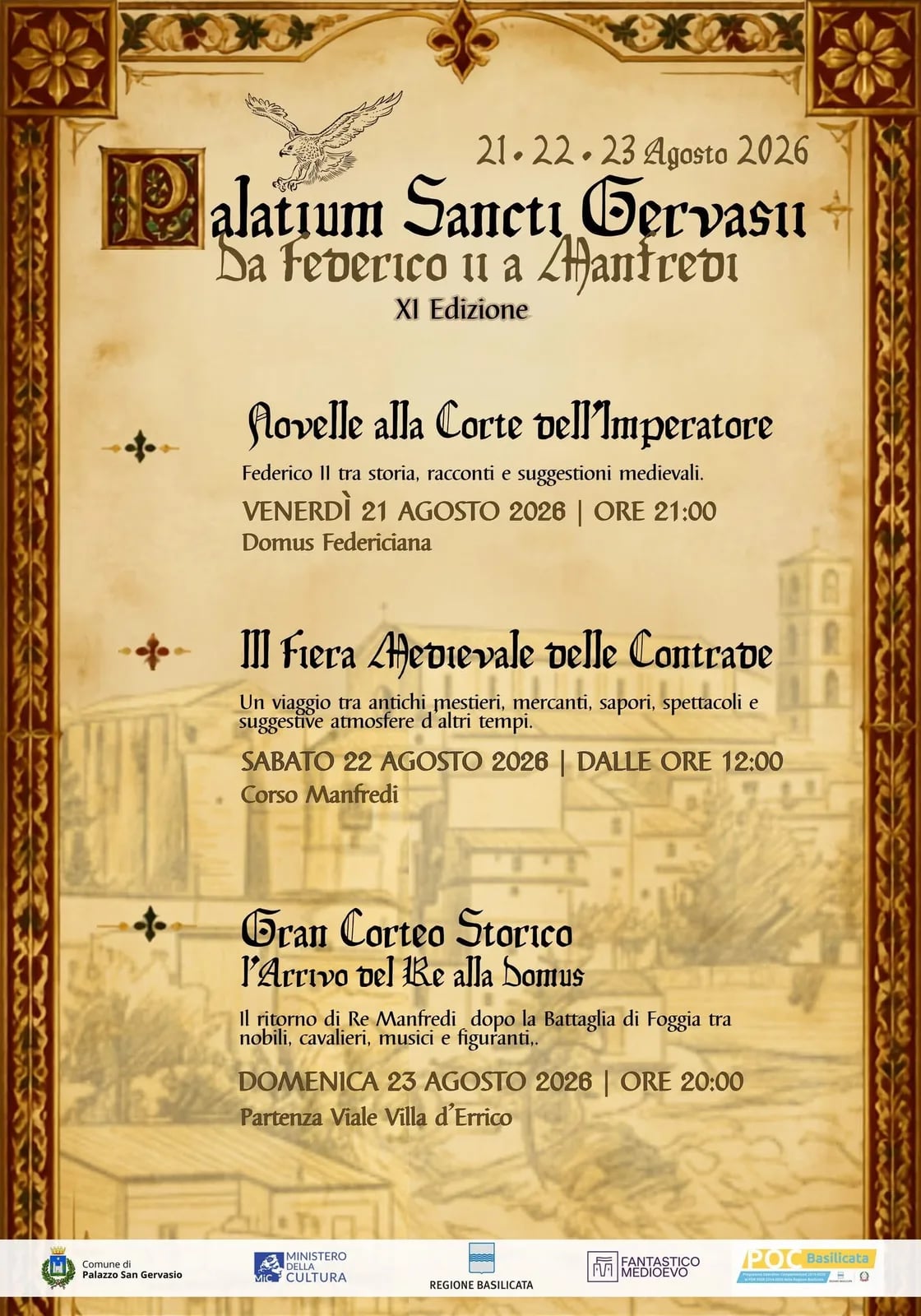 Locandina calendario eventi agosto 2026 a Palazzo San Gervasio (Potenza)