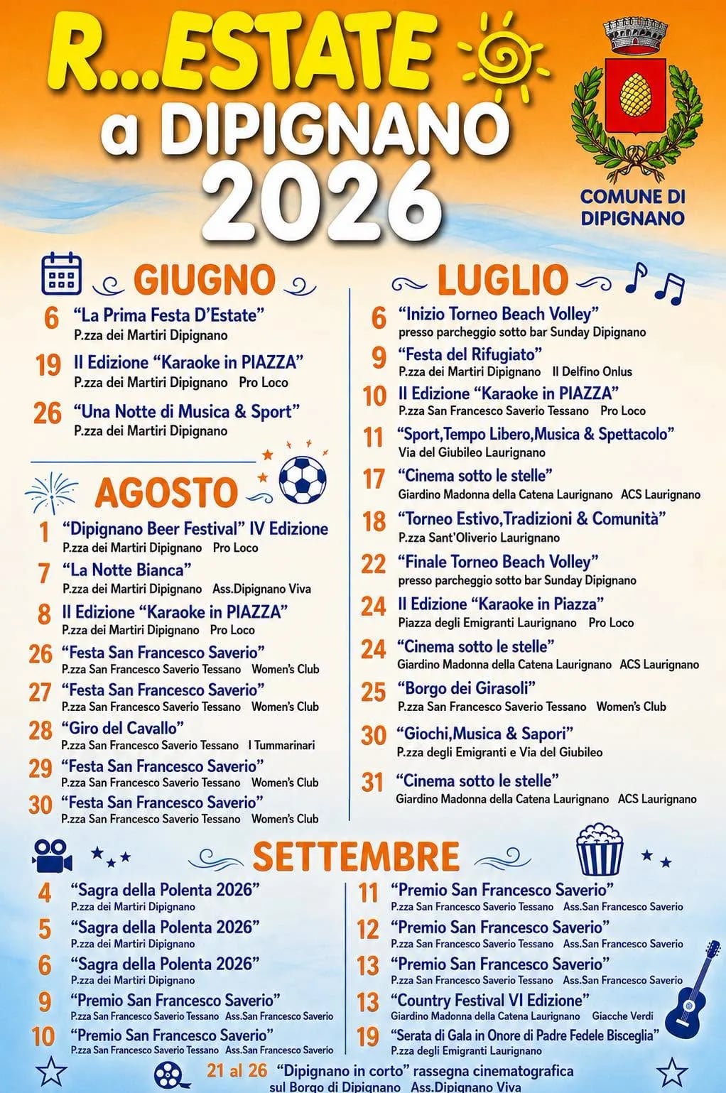 Locandina Serata di Gala in Onore di Padre Fedele Bisceglia 2026 a Dipignano (Cosenza)