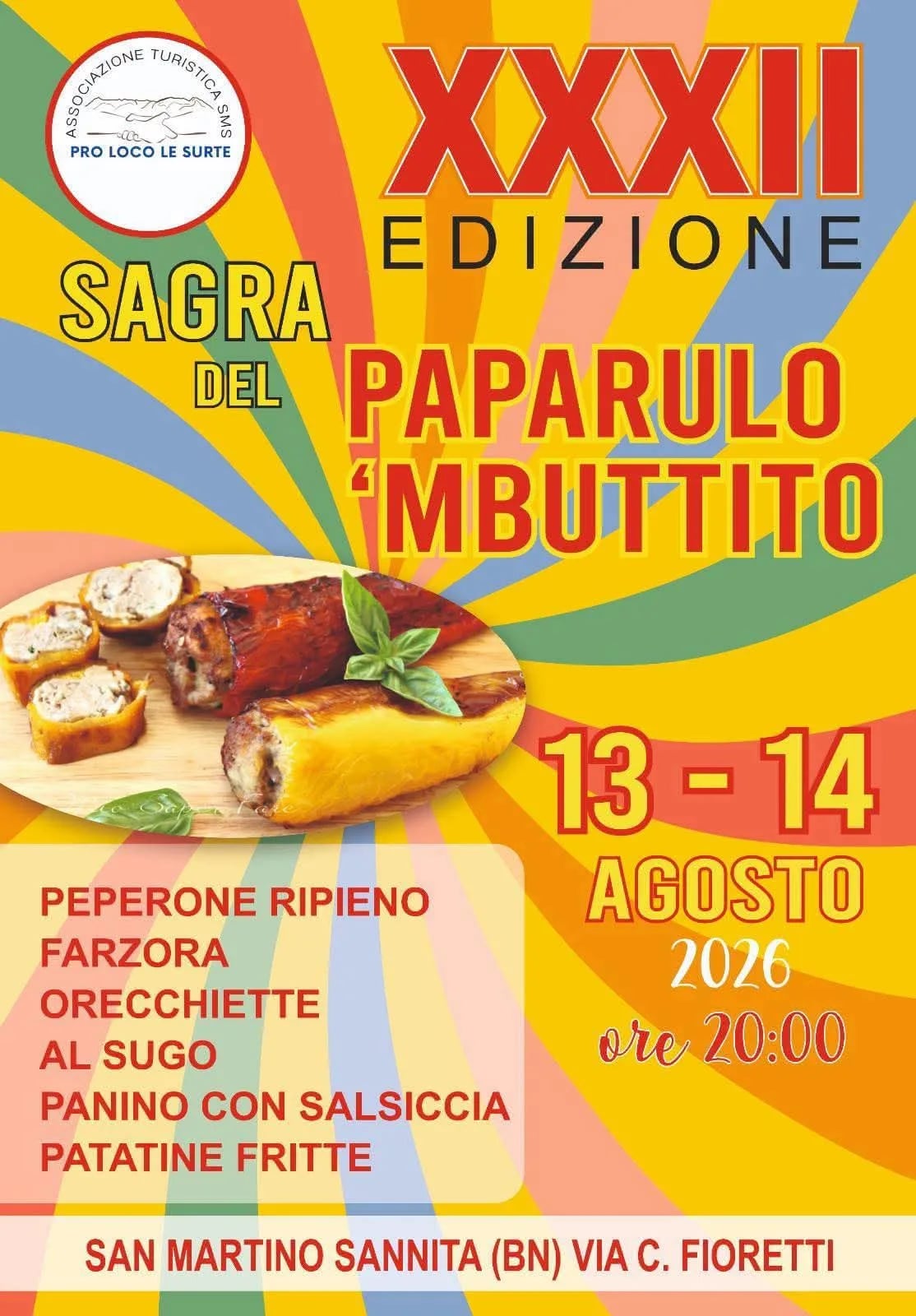 Locandina XXXII Sagra del Paparulo 'Mbuttito 2026 a San Martino Sannita (Benevento)