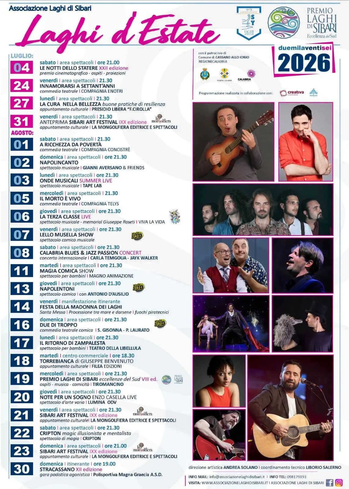 Locandina calendario eventi estate 2026 a Cassano allo Ionio (Cosenza)
