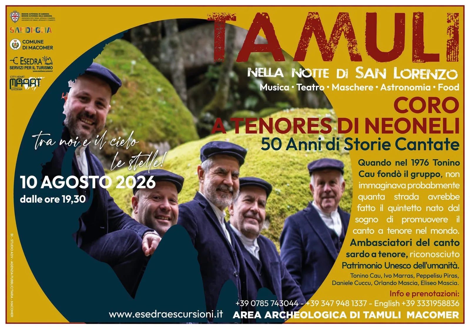 Locandina Tamuli nella Notte di San Lorenzo 2026 a Macomer (Nuoro)