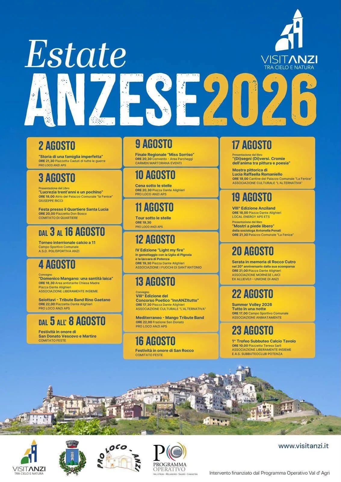 Locandina Summer Volley 2026 — Tutto in una notte a Anzi (Potenza)