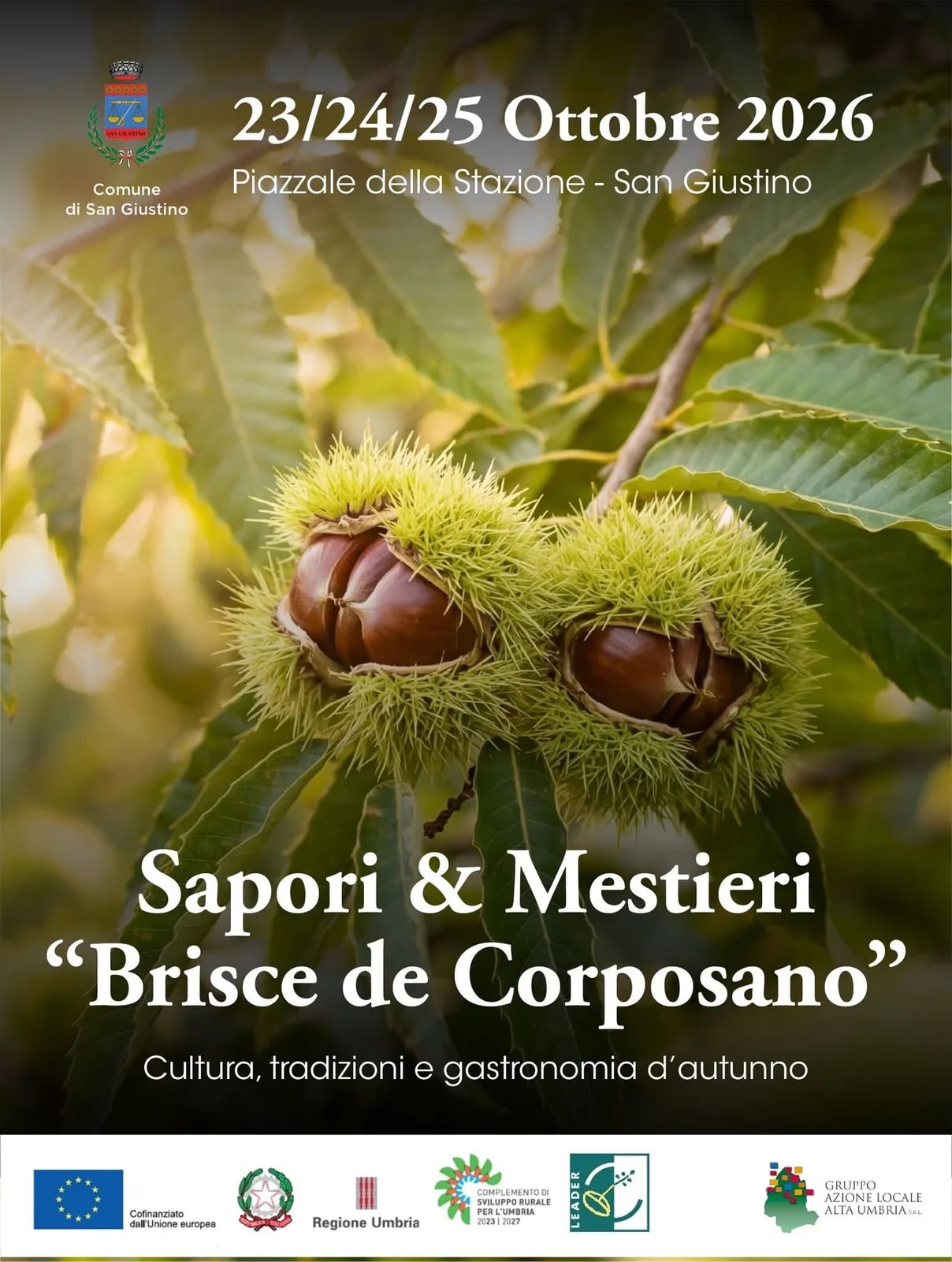 Locandina Sapori & Mestieri "Brisce de Corposano" 2026 a San Giustino (Perugia)