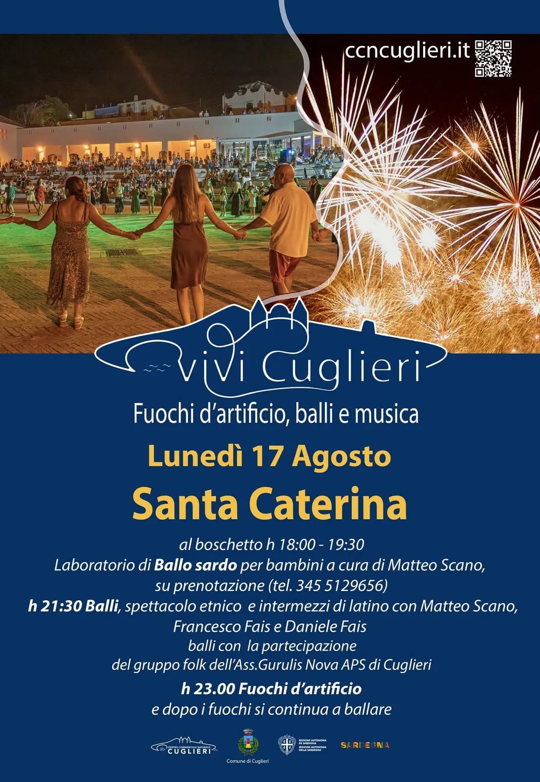Locandina Vivi Cuglieri - Fuochi d'artificio, balli e musica 2026 a Cuglieri (Oristano)