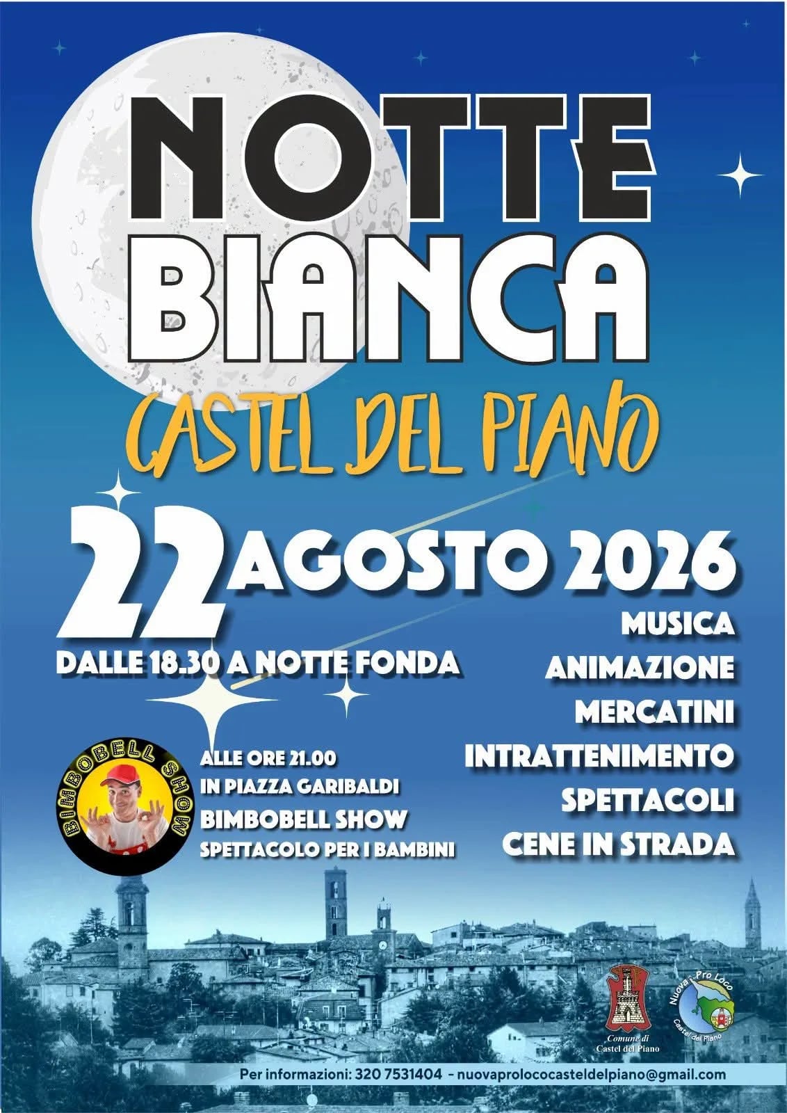 Locandina Notte Bianca Castel del Piano 2026 a Castel del Piano (Grosseto)