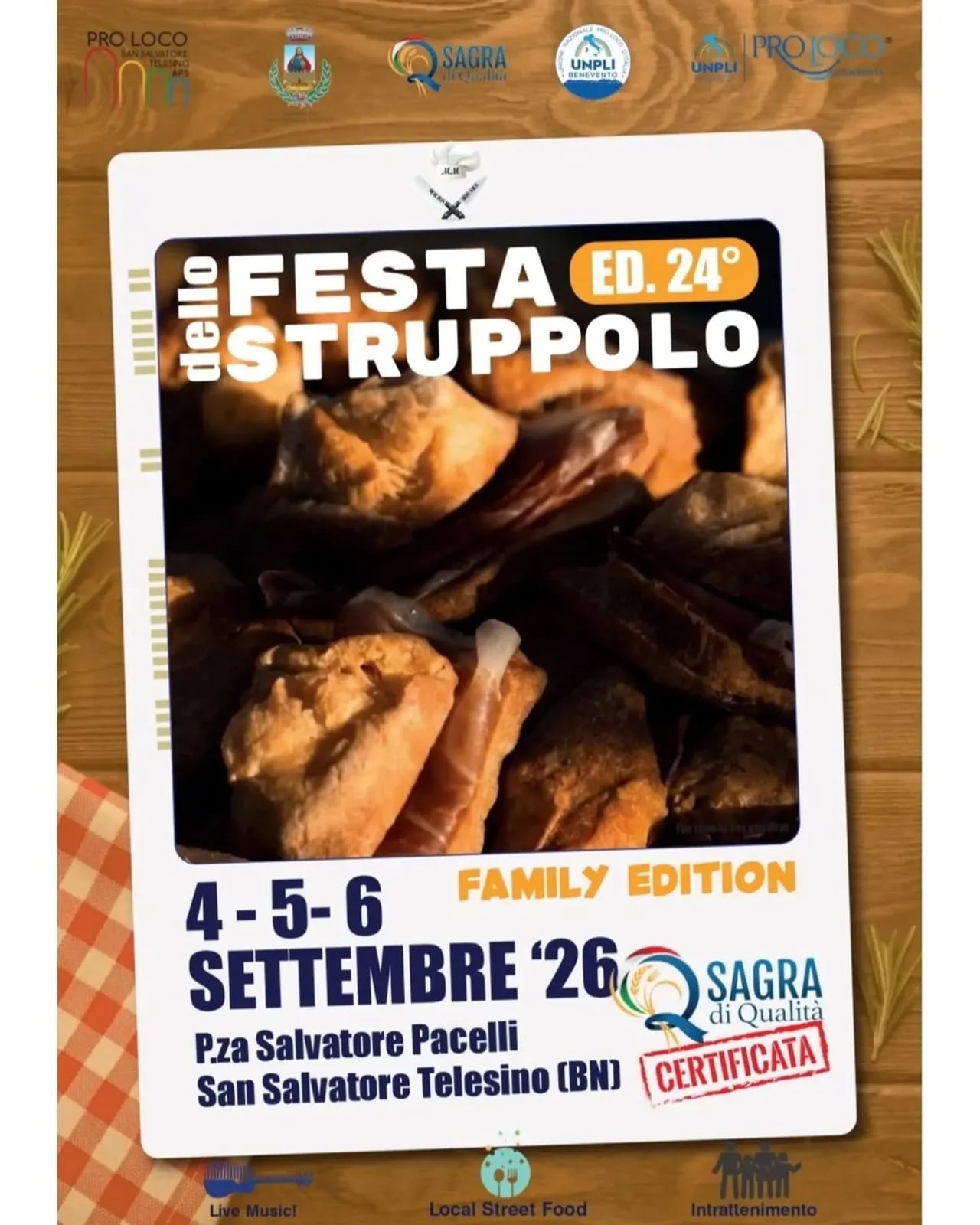 Locandina 24ª Festa dello Struppolo 2026 a San Salvatore Telesino (Benevento)