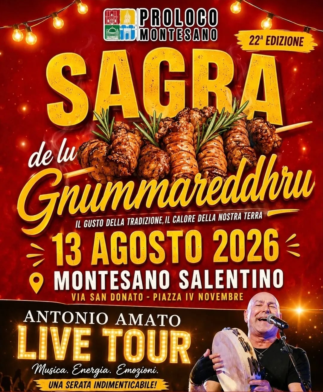 Locandina 22ª Sagra de lu Grummareddhru 2026 a Montesano Salentino (Lecce)