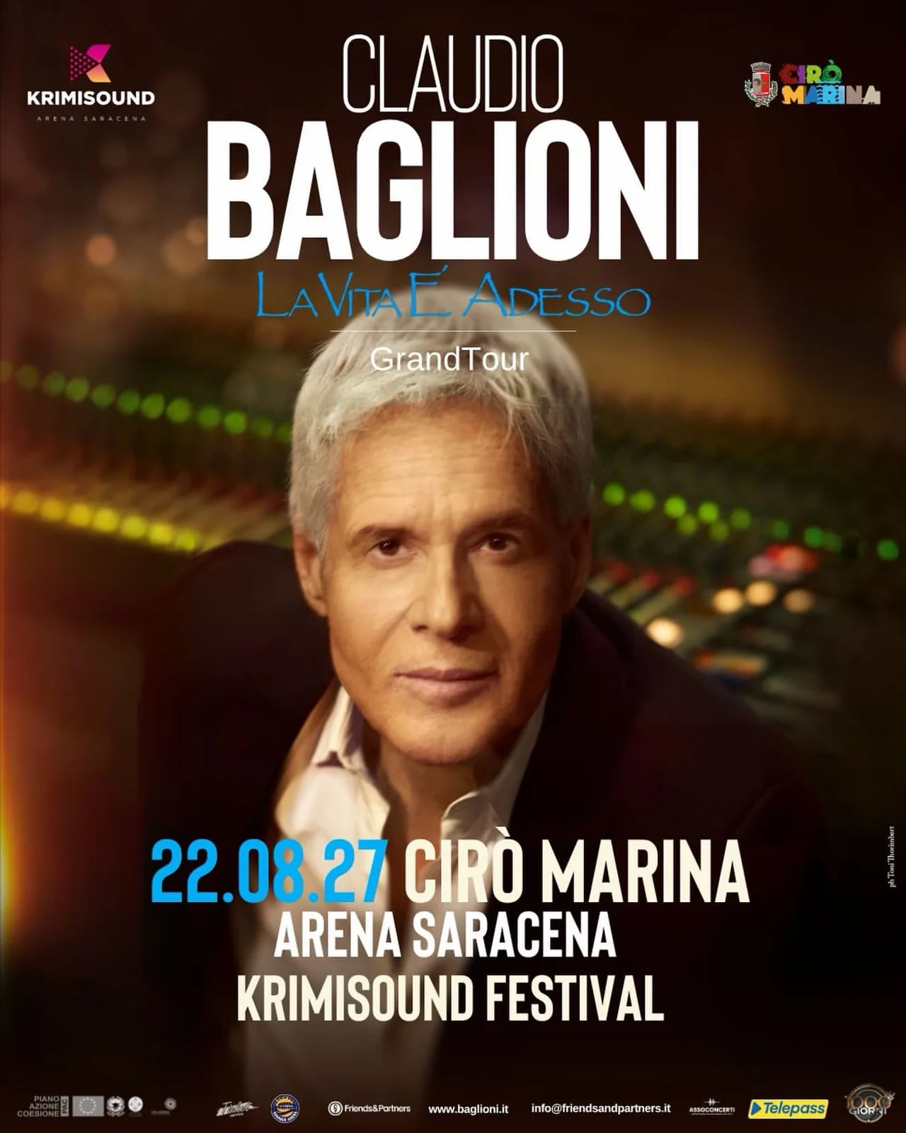 Locandina Claudio Baglioni La Vita È Adesso GrandTour 2027 a Cirò Marina (Crotone)