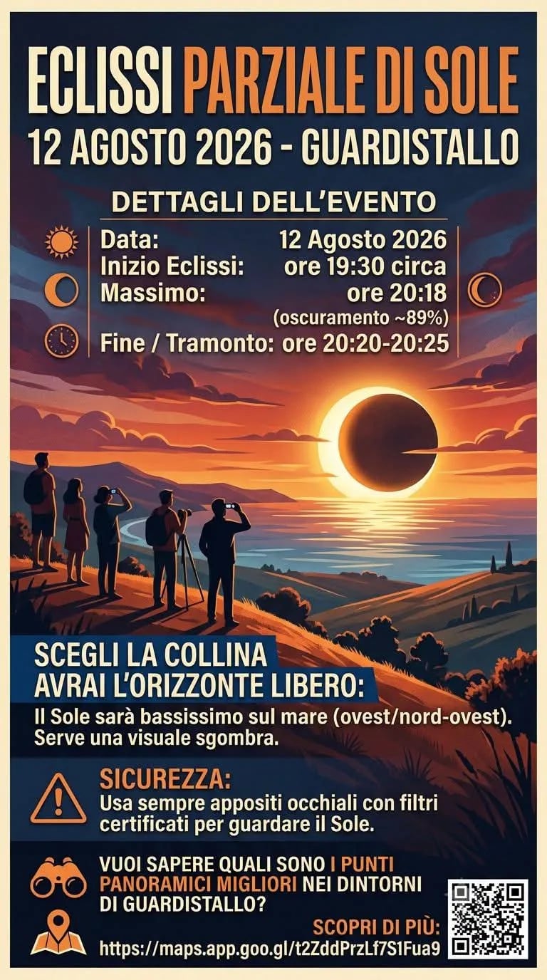 Locandina Eclissi Parziale di Sole 2026 a Guardistallo a Guardistallo (Pisa)
