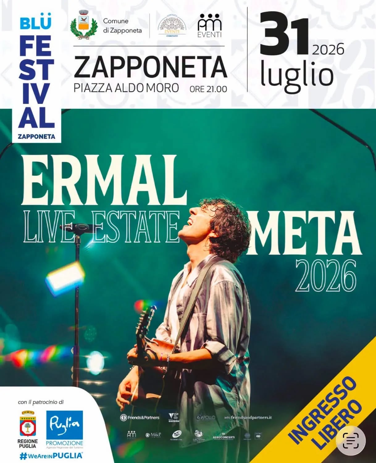 Ermal Meta Live Estate 2026 a Zapponeta