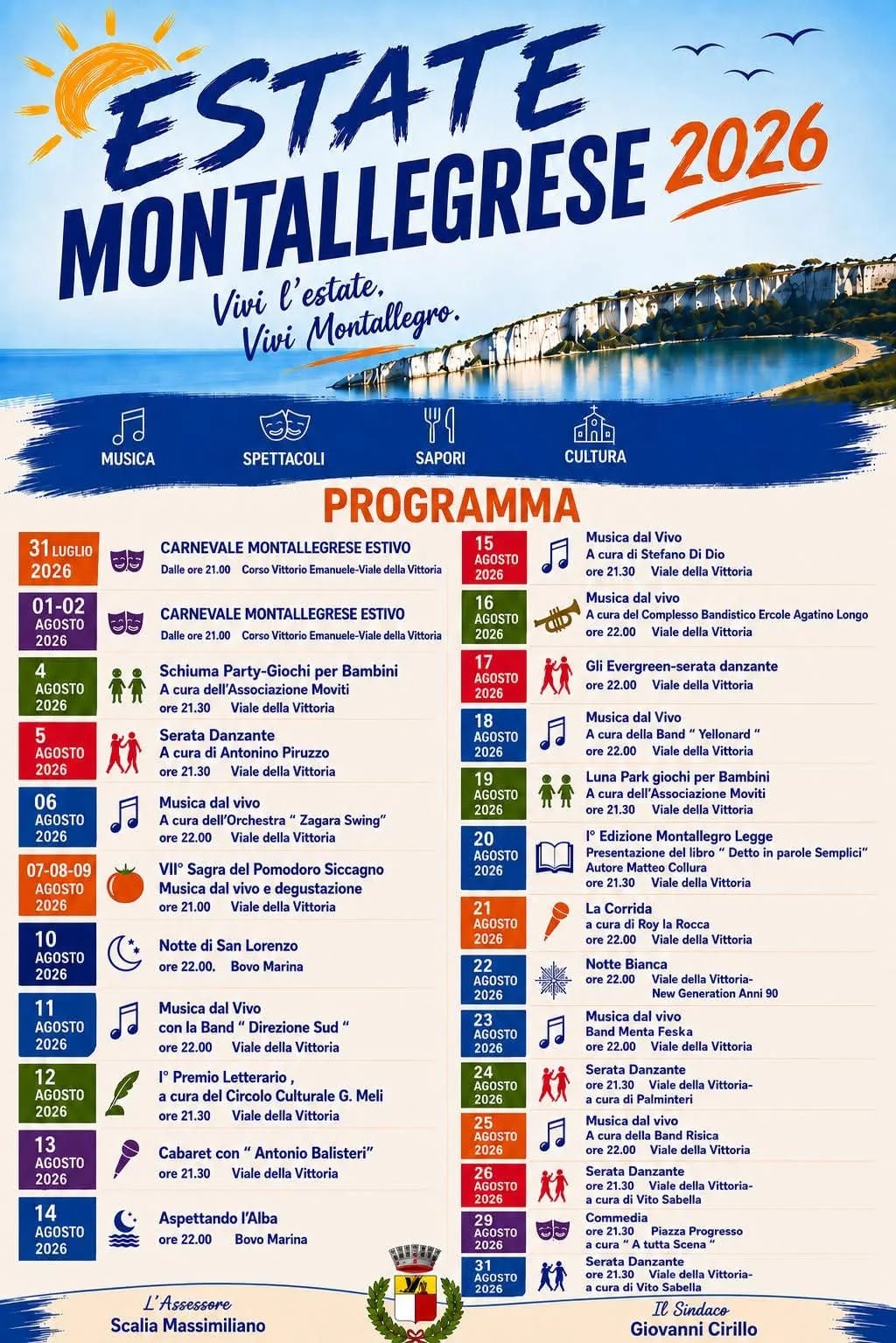 Locandina Musica dal vivo: Direzione Sud 2026 a Montallegro (Agrigento)