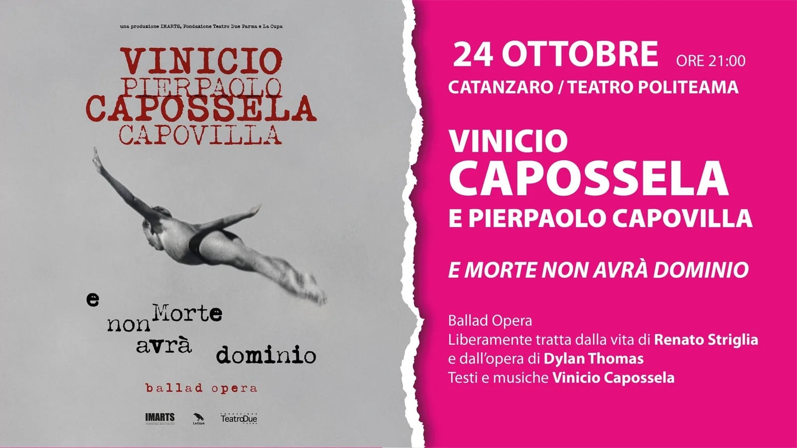 Locandina Vinicio Capossela e Pierpaolo Capovilla — E Morte Non Avrà Dominio 2026 a Catanzaro (Catanzaro)