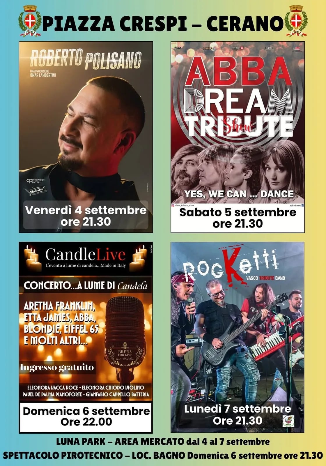 Locandina calendario eventi settembre 2026 a Cerano (Novara)