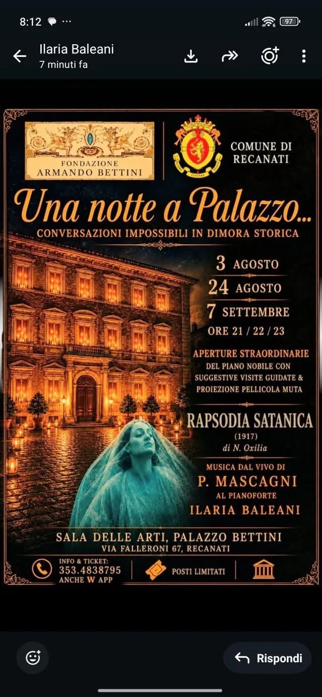 Locandina Rapsodia Satanica — Una notte a Palazzo 2026 a Recanati (Macerata)