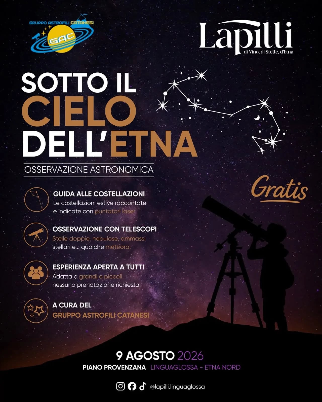 Locandina Sotto il Cielo dell'Etna 2026 a Linguaglossa (Catania)