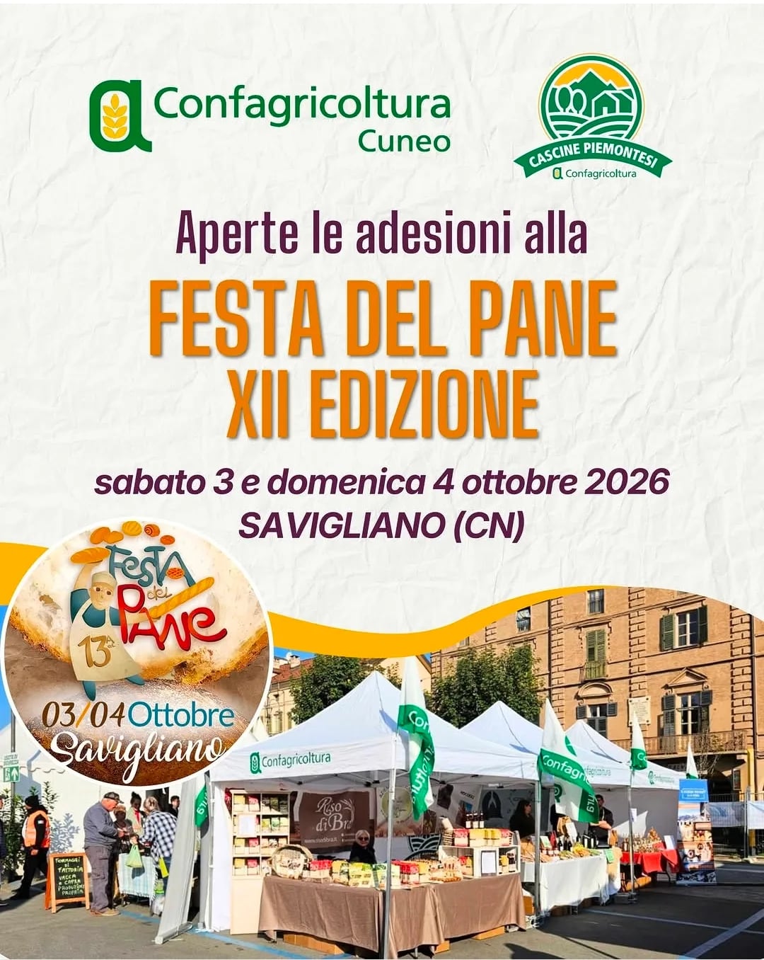 Locandina Festa del Pane — 12ª Edizione 2026 a Savigliano (Cuneo)