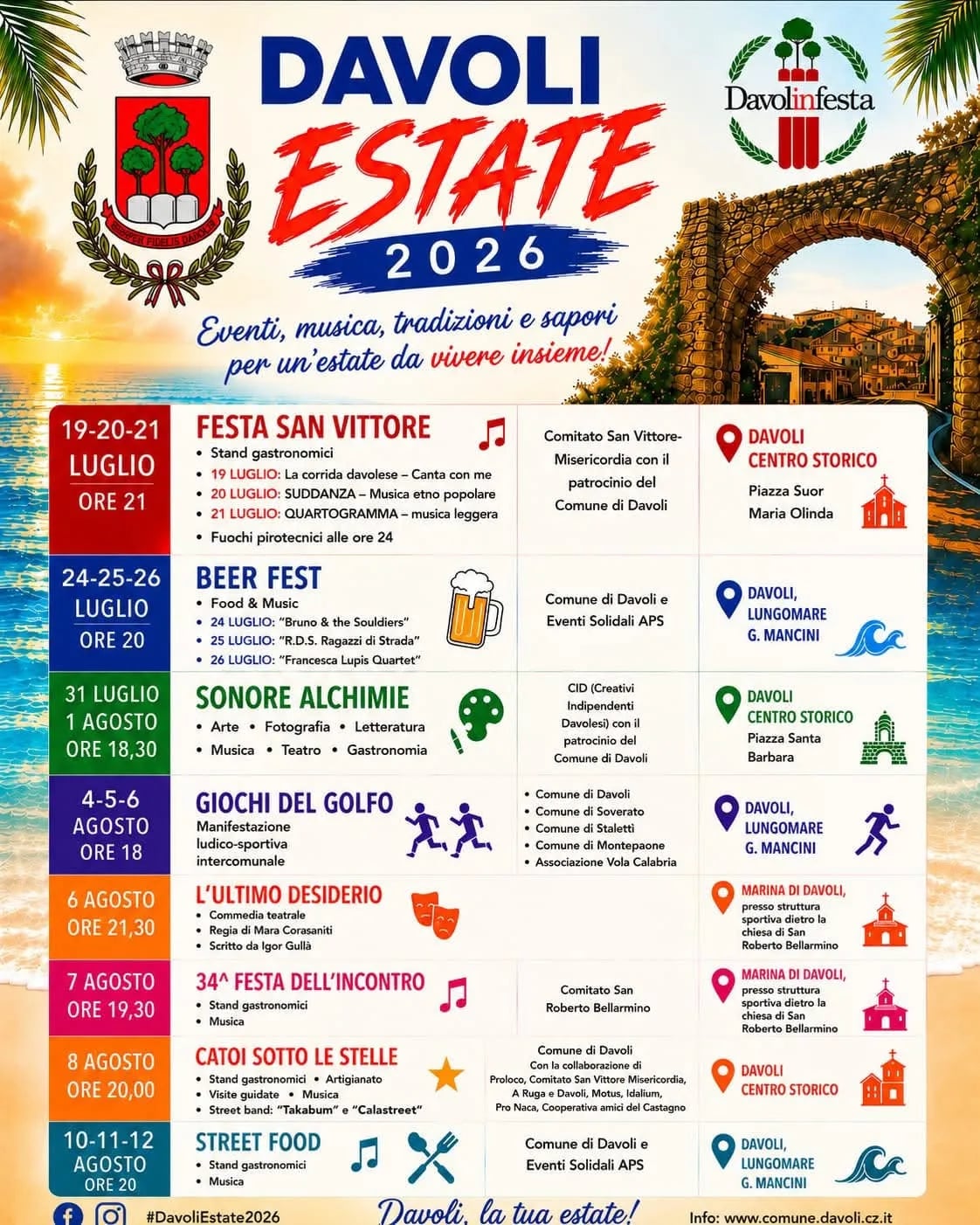 Locandina Street Food 2026 a Davoli (Catanzaro)