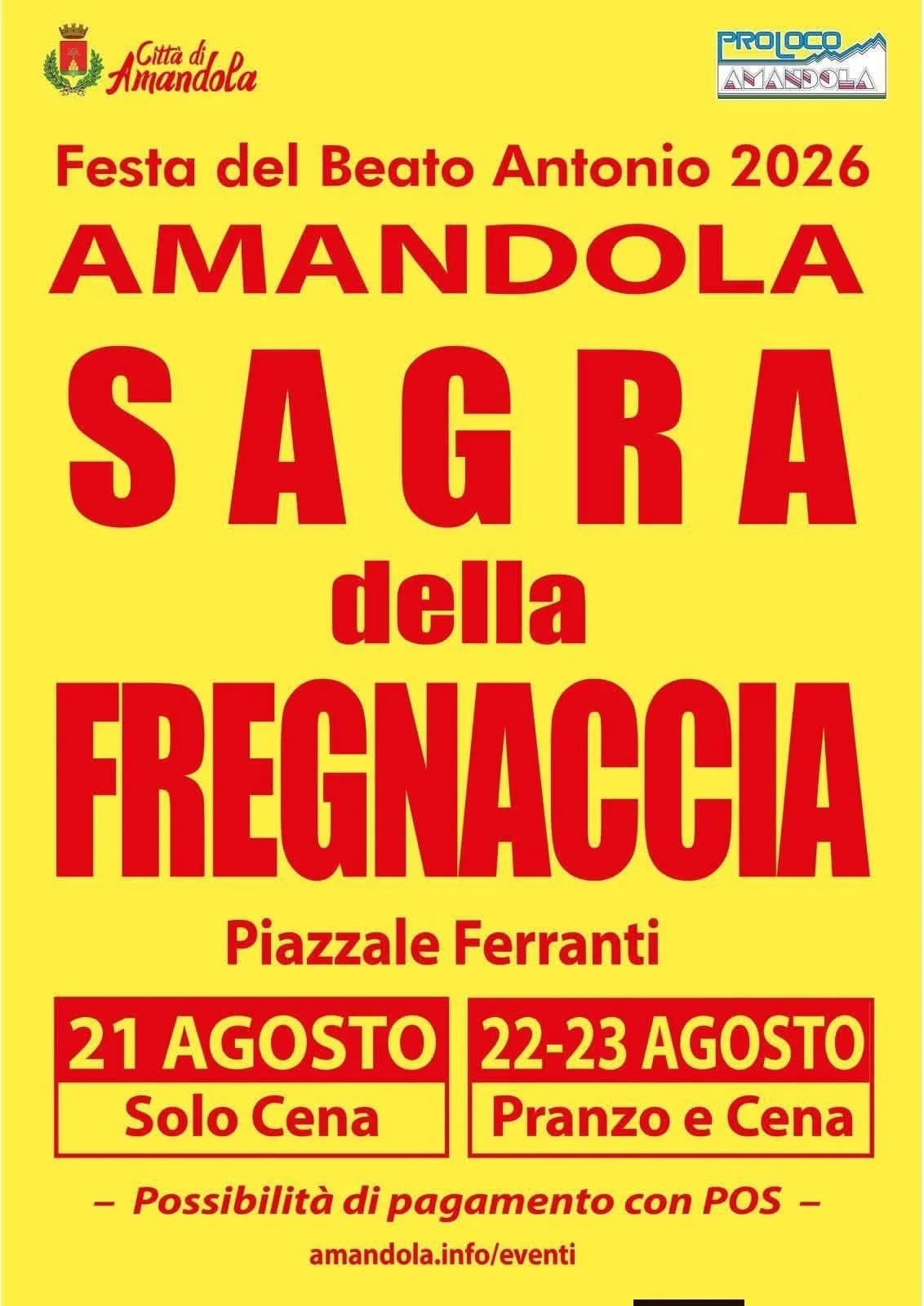 Locandina Sagra della Fregnaccia 2026 ad Amandola a Amandola (Fermo)