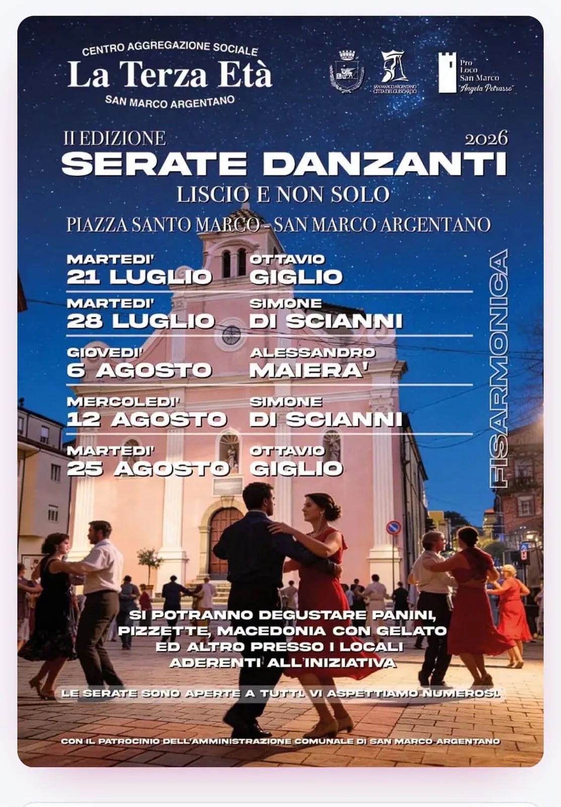 Locandina calendario eventi estate 2026 a San Marco Argentano (Cosenza)