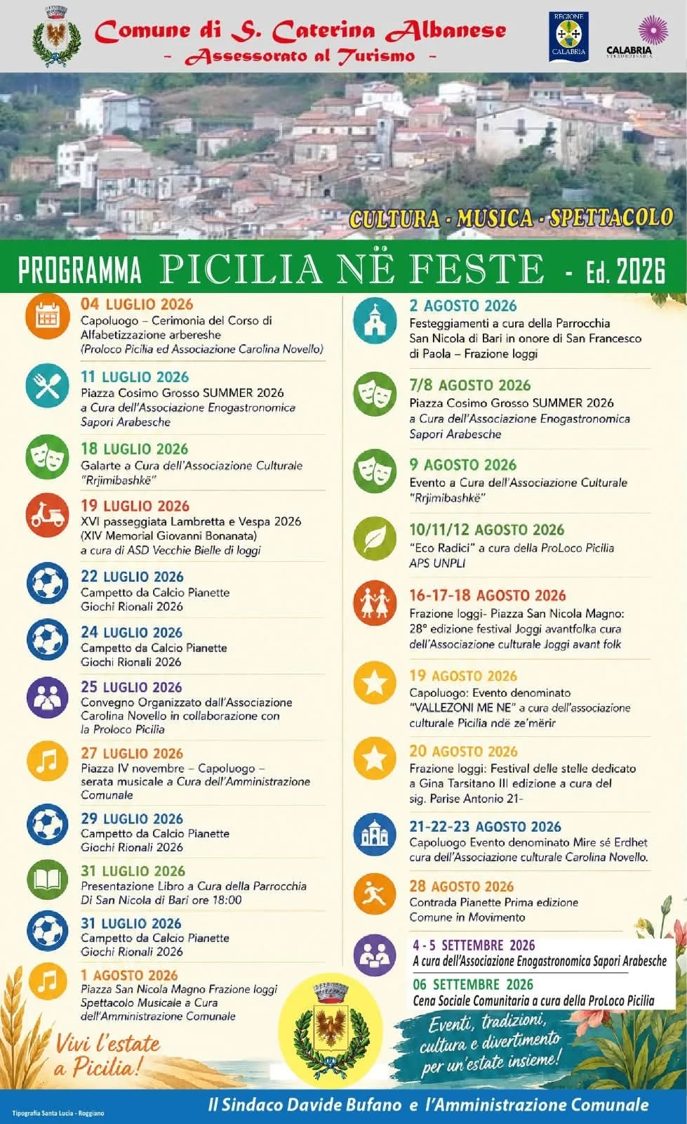 Locandina Eco Radici 2026 — ProLoco Picilia a Santa Caterina Albanese (Cosenza)