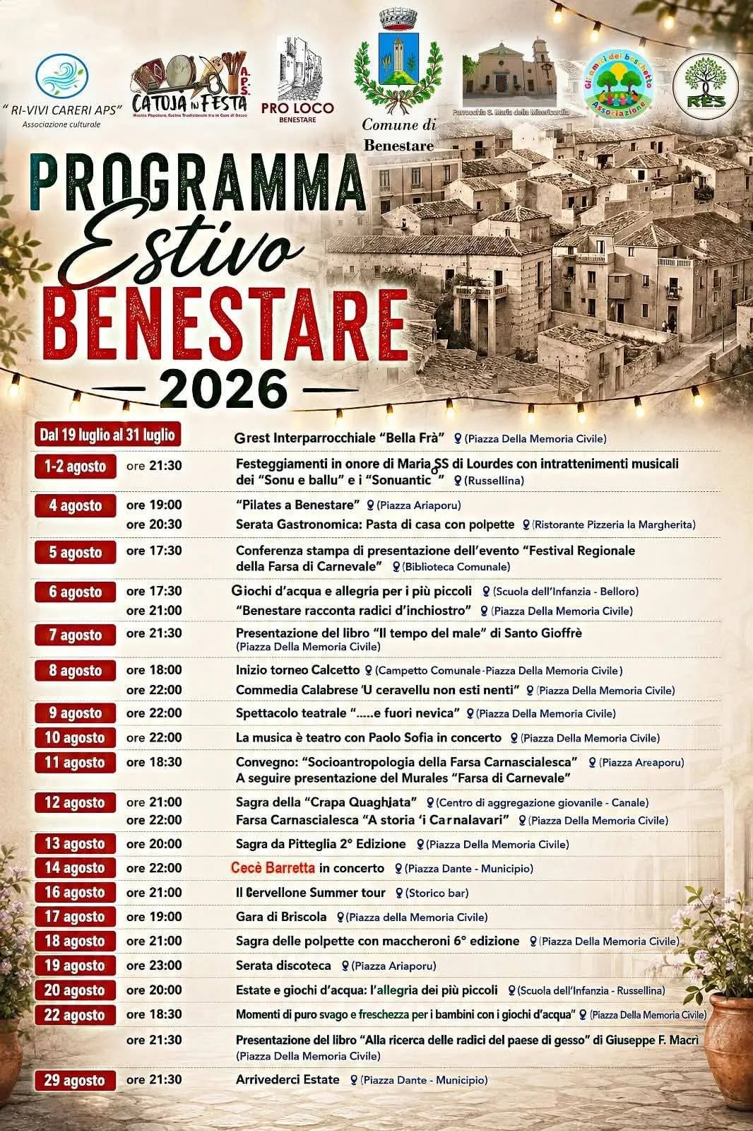 Locandina Sagra delle polpette con maccheroni 6ª Ed. 2026 a Benestare (Reggio calabria)