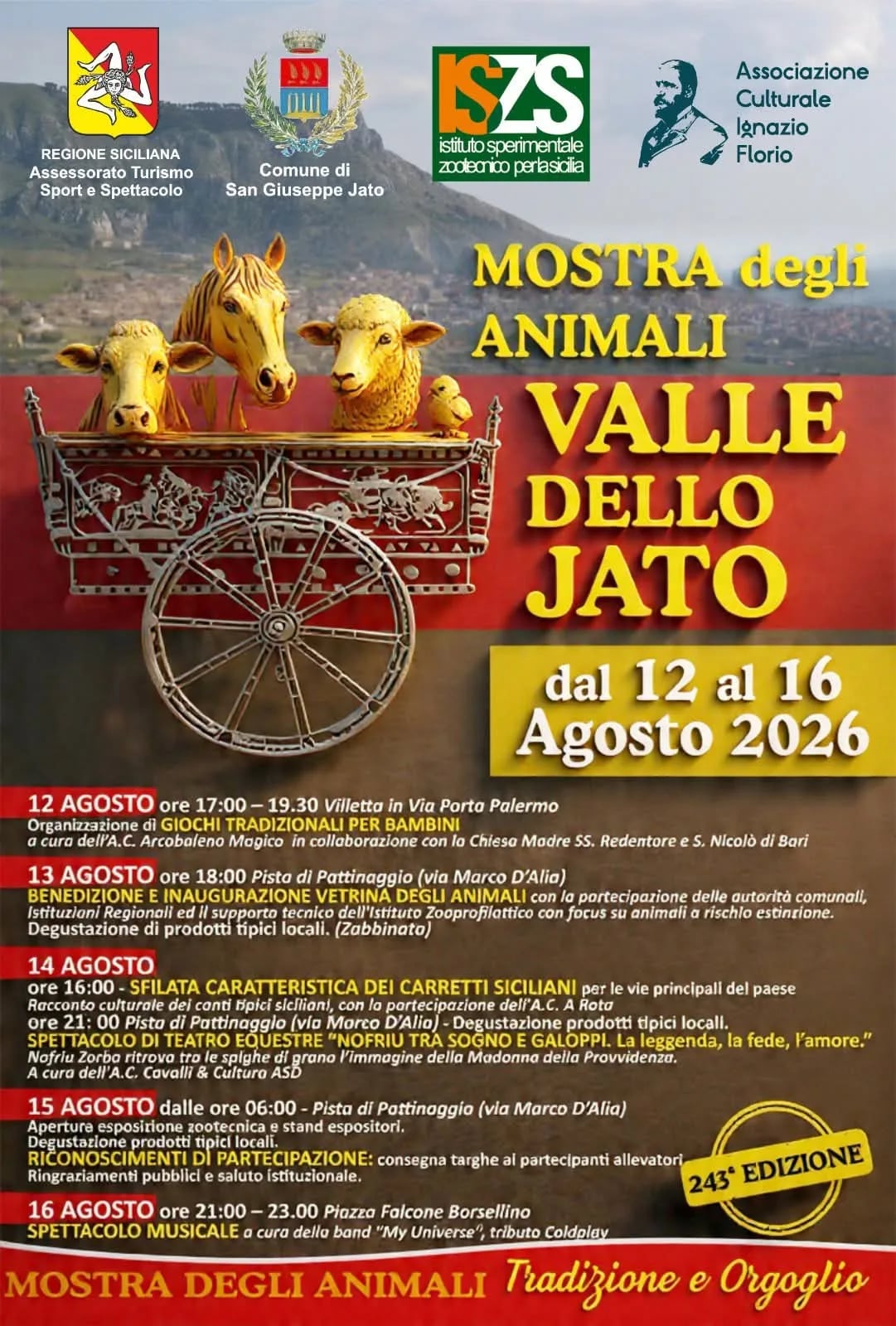 Locandina Sfilata dei carretti siciliani 2026 a San Giuseppe Jato (Palermo)