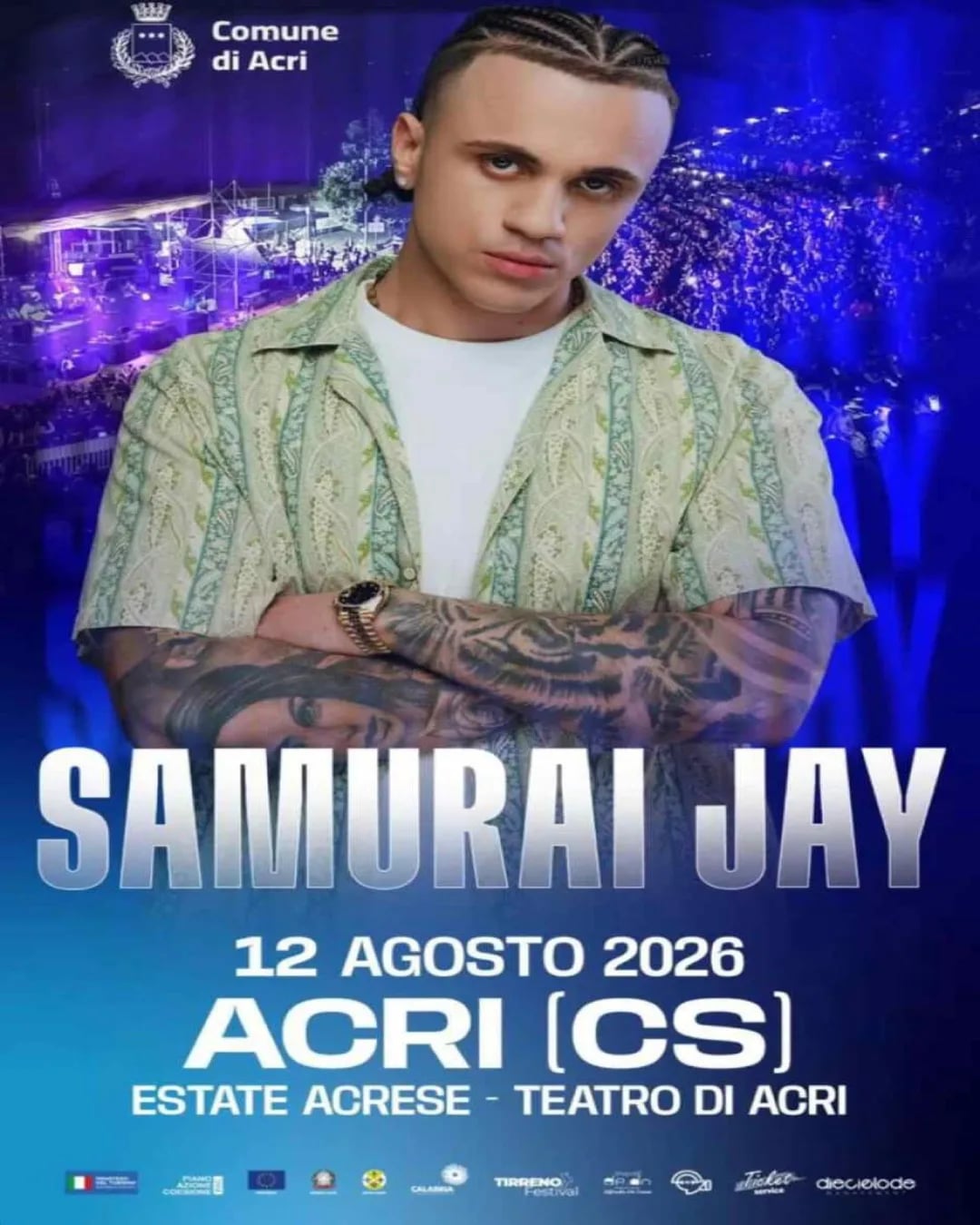 Locandina Concerto Samurai Jay 2026 ad Acri a Acri (Cosenza)