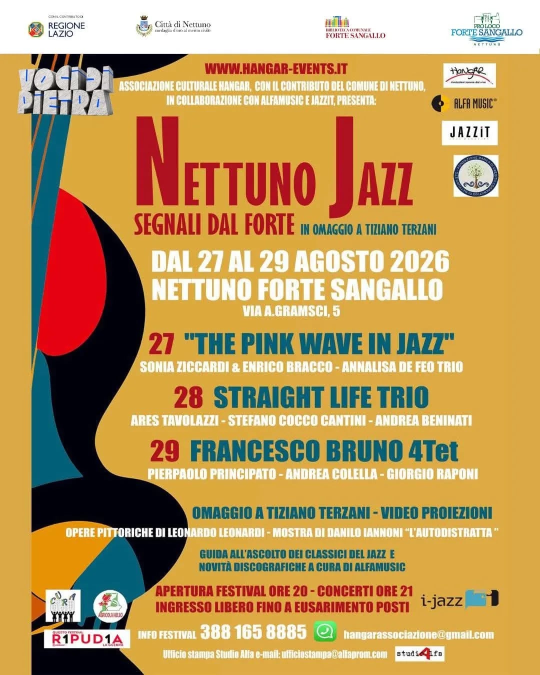 Locandina Nettuno Jazz 2026 — Segnali dal Forte in omaggio a Tiziano Terzani a Nettuno (Roma)