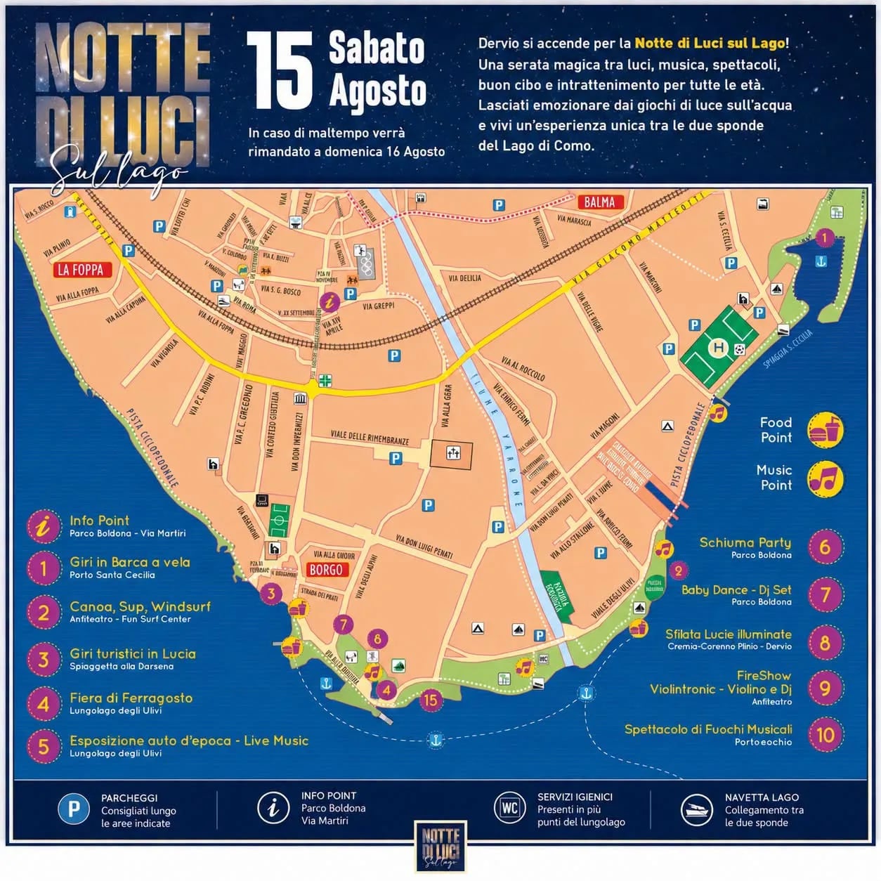 Locandina Notte di Luci — Sfilata di Lucie illuminate 2026 a Dervio (Lecco)