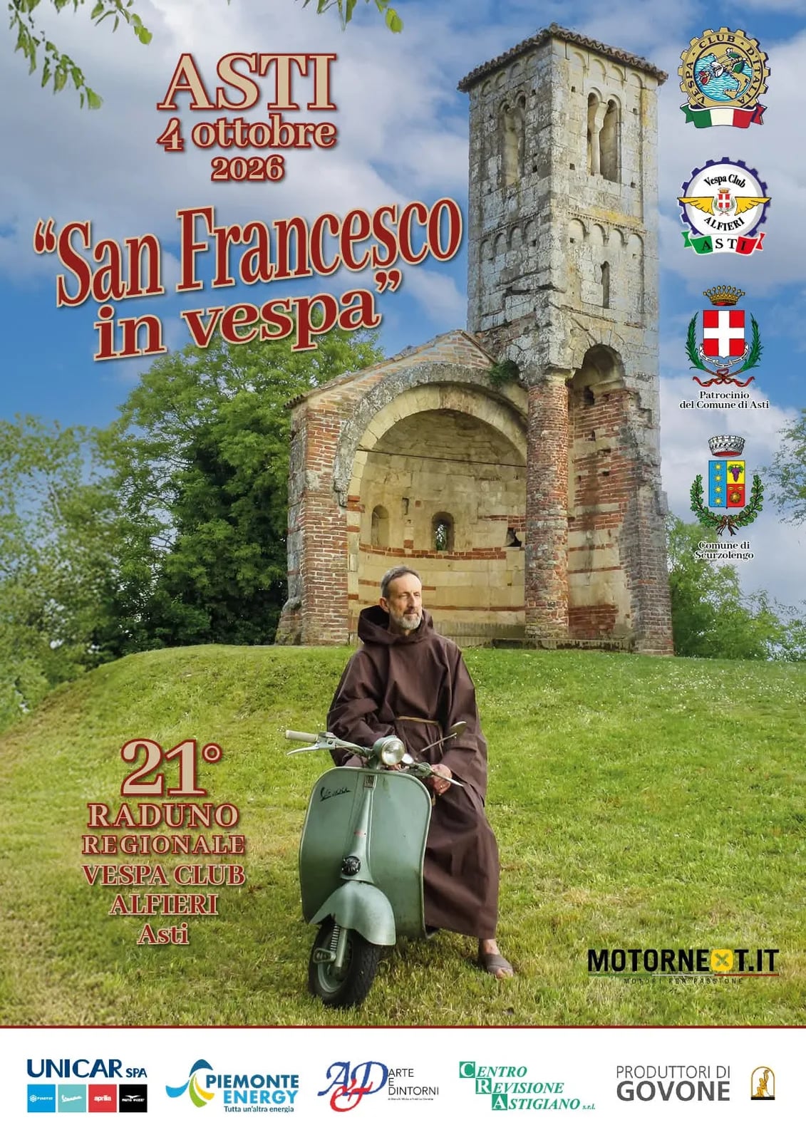 Locandina 21° Raduno Regionale Vespa Club Alfieri Asti 2026 a Asti (Asti)