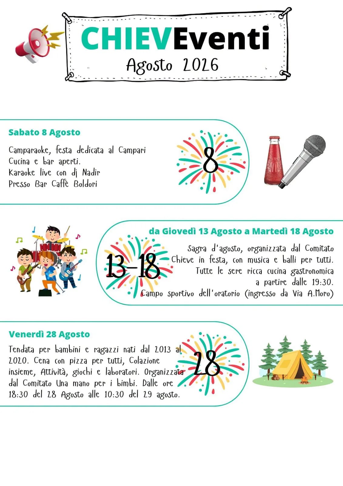 Locandina Tendata per bambini e ragazzi 2026 a Chieve (Cremona)