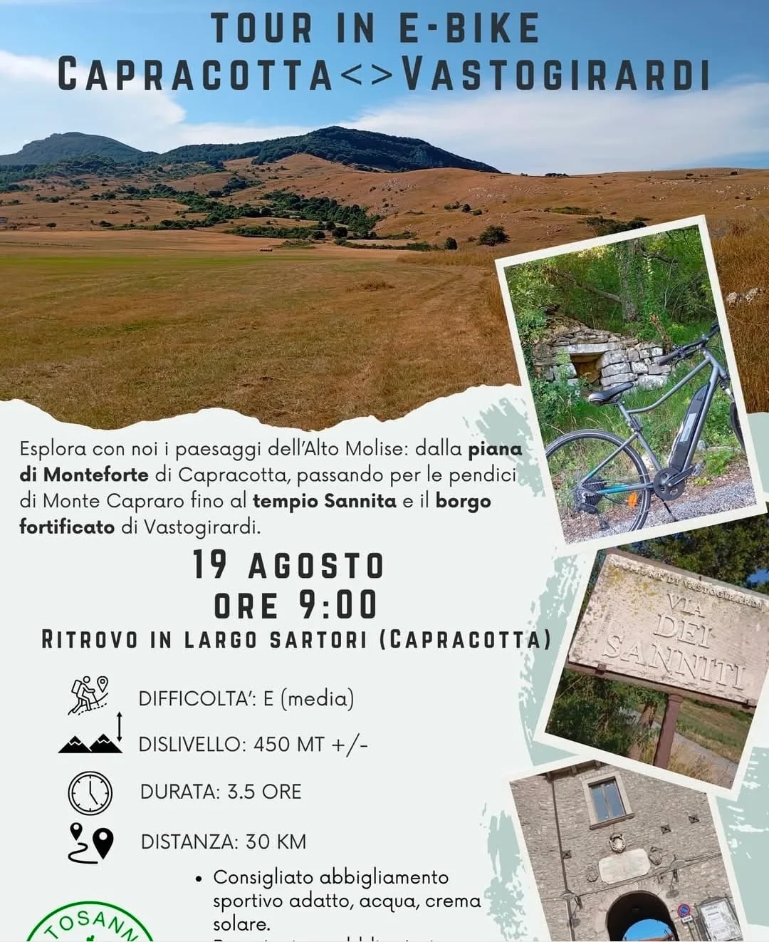 Locandina Tour in E-Bike Capracotta<>Vastogirardi 2026 a Capracotta (Isernia)